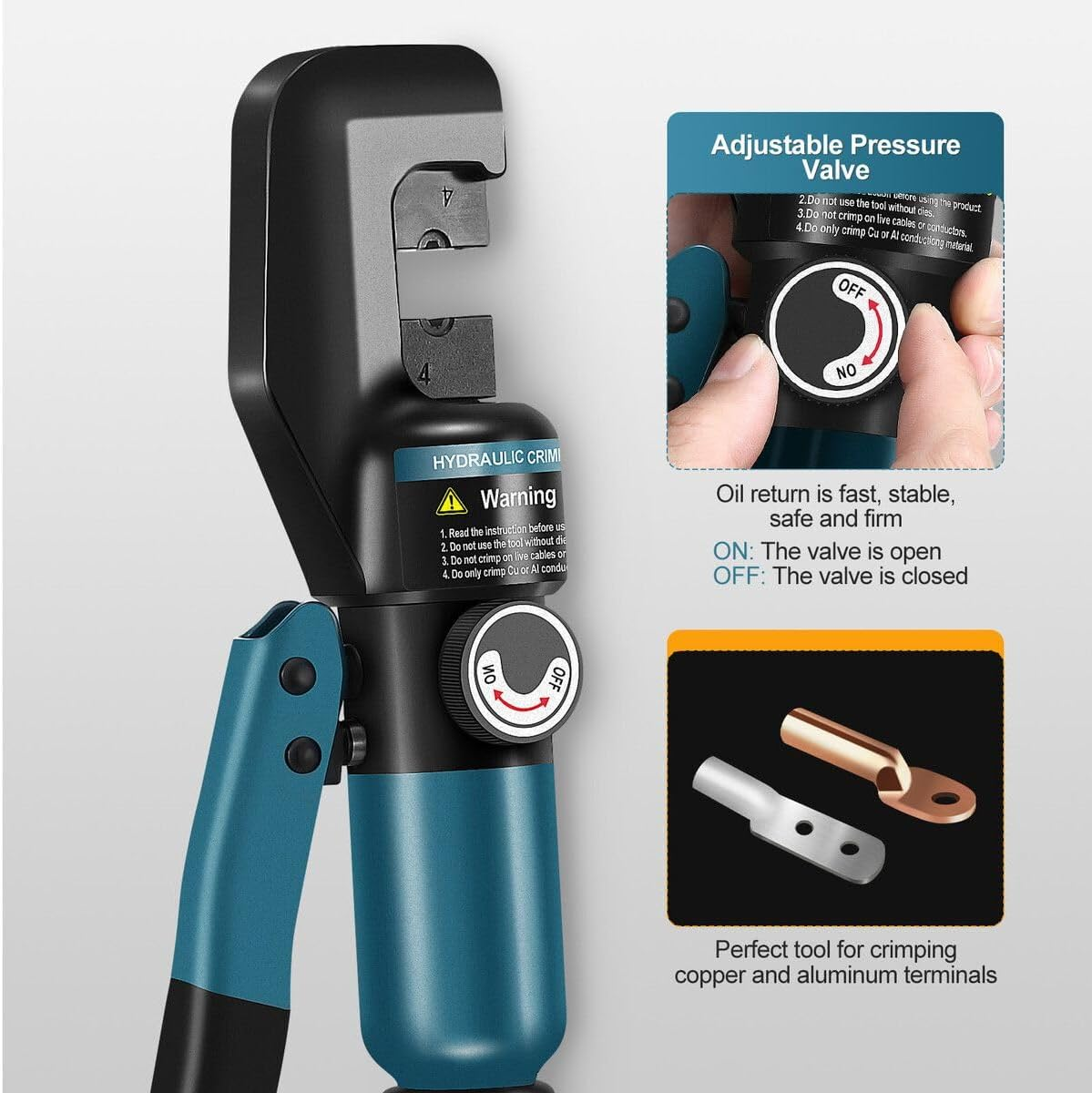 SHOGUN Hydraulic Crimping Tool Kit 8 Ton Electrical Wire Lug Terminal Crimper 12AWG Battery Cable Cutter Power Force 8 Dies 4-70Mm Auto Repairing Tool image number 4