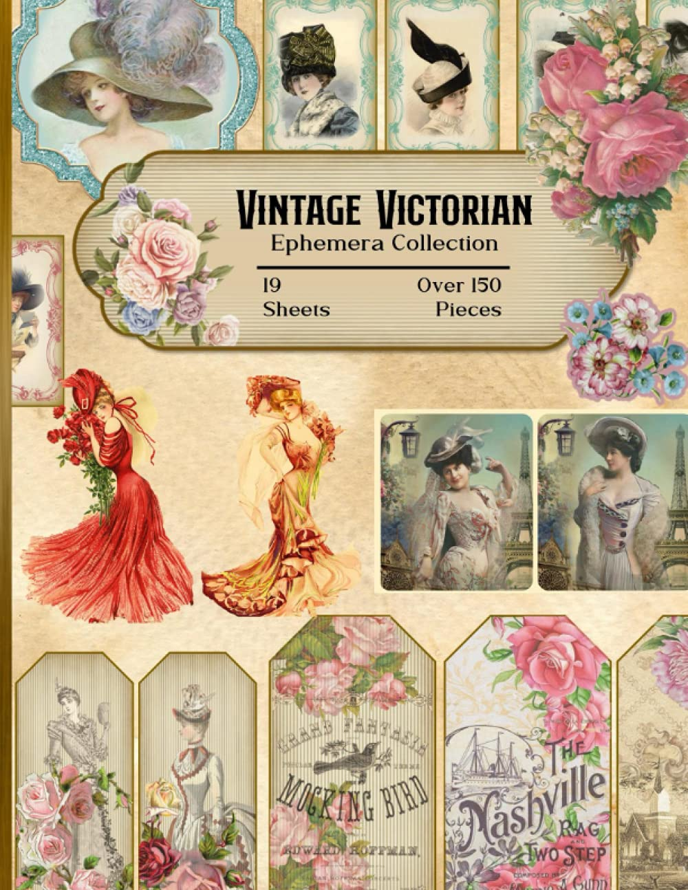 Vintage Victorian Ephemera Collection: 19 Sheets and over 150 Pieces - for DIY Cards, Scrapbooking, Decorations, Decoupage, Papercraft Embellishments, Junk Journal Kit, Cut Out and Collage Projects