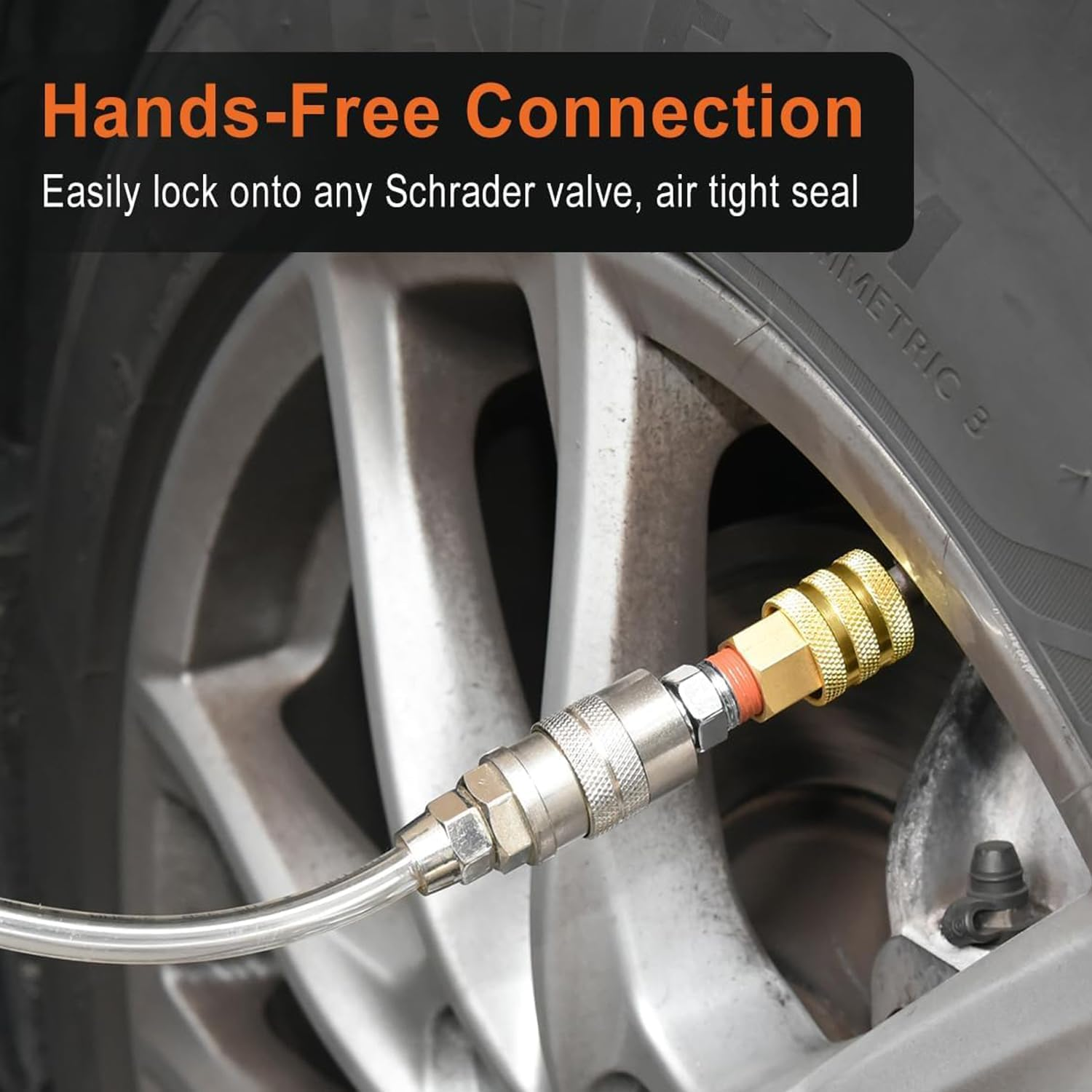 1PCS Heavy-Duty Copper Air Chuck Tire Inflator Adapter with Quick Connect Mechanism, Universal Fit for Car Truck SUV Bicycle Tires, Emergency Portable Inflation Tool Accessory image number 3