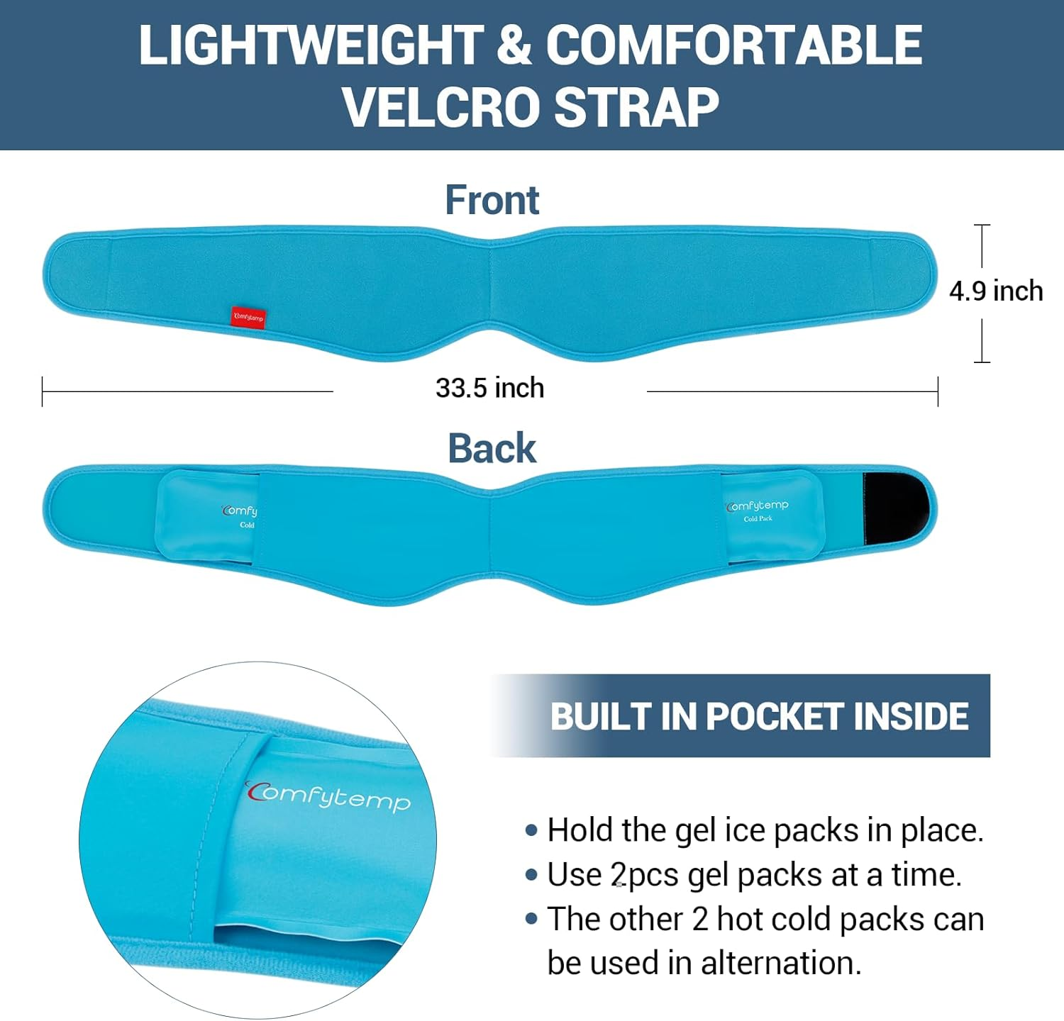 Comfytemp Wisdom Teeth Ice Pack Head Wrap, 4 Reusable Hot & Cold Gel Packs, Face Ice Pack for TMJ Relief, Surgery Recovery, Pain Relief for Jaw, Chin, Oral, Facial, Dental Implants