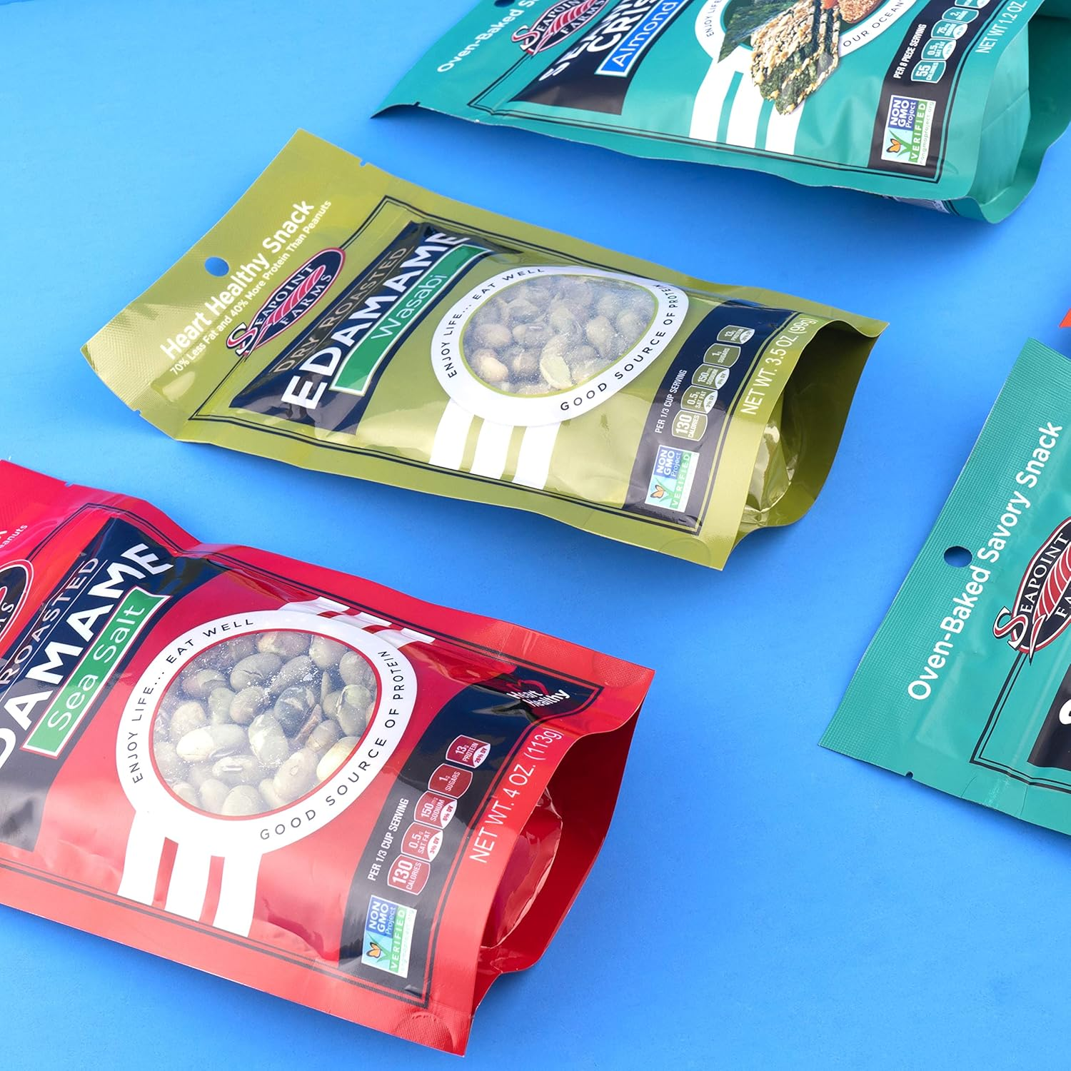 Seapoint Farms Wasabi Dry Roasted Edamame, Healthy Gluten-Free Snacks, 12-Pack image number 1