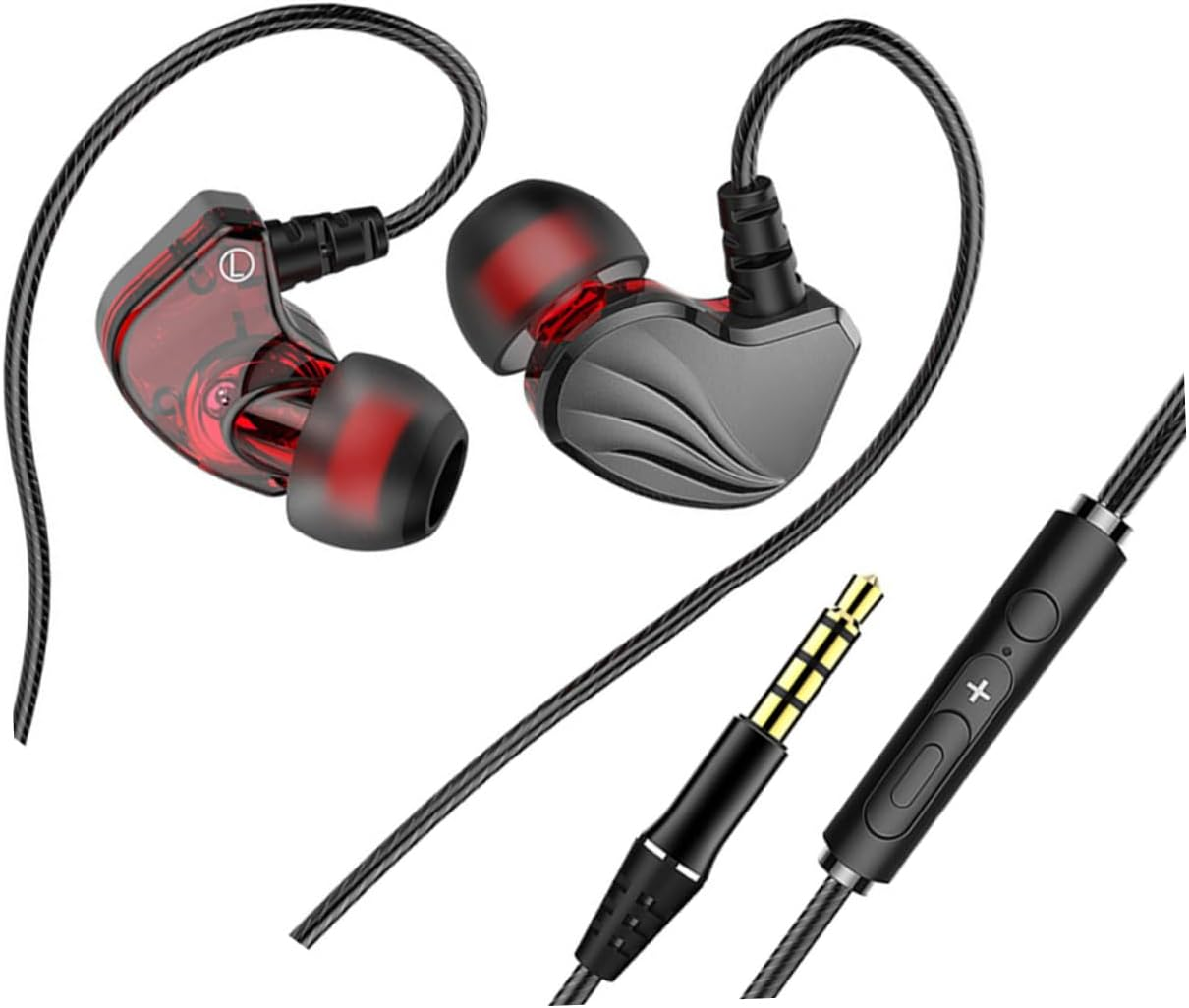 CLISPEED Wired Bass Earphones with 3.5Mm Plug, In-Ear Wired Headphones for Mobile Phones and Tablets, Universal Gunmetal Color Headset for Audio and Deep Bass