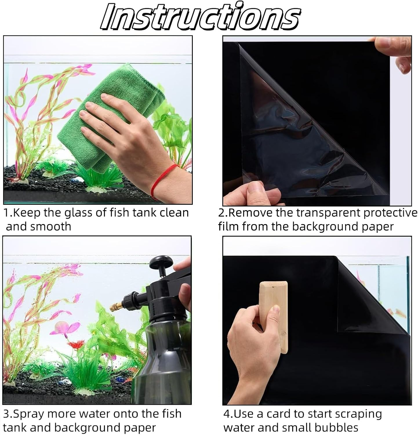 XINYUICEAN Fish Tank Background, Black Aquarium Background Static Cling, Electrostatic Adhesion Aquarium Fish Tank Wallpaper Backdrop, Vinyl Aquarium Poster Background Sticker Decoration image number 5