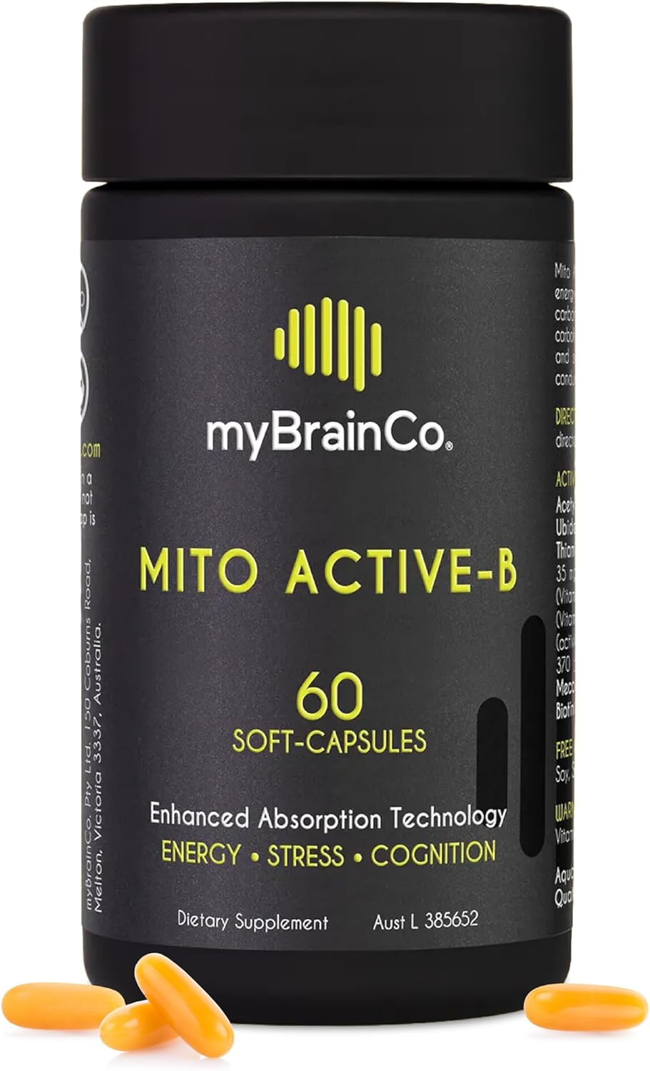 Mybrainco Active-B Complex Supplement - High Strength Activated Vitamin B Complex - Potent B2, B6, B12 Vitamins and Methyl-Folate Supplement to Support Cellular Energy and Cognition (60 Vege-Capsules) image number 4