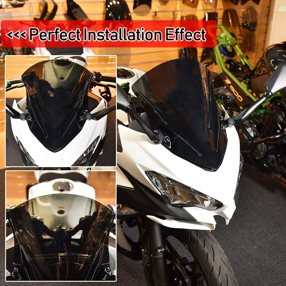 Motorcycle Front Fairing Windshield Windscreen Wind Deflector Fly Screen Parebrise Visor Protector Cover for Ka.Wasaki Ninja400 Ninja250 Ninja 400 250 2018 2019 2020 2021 2022 2023 (Smoke) image number 4