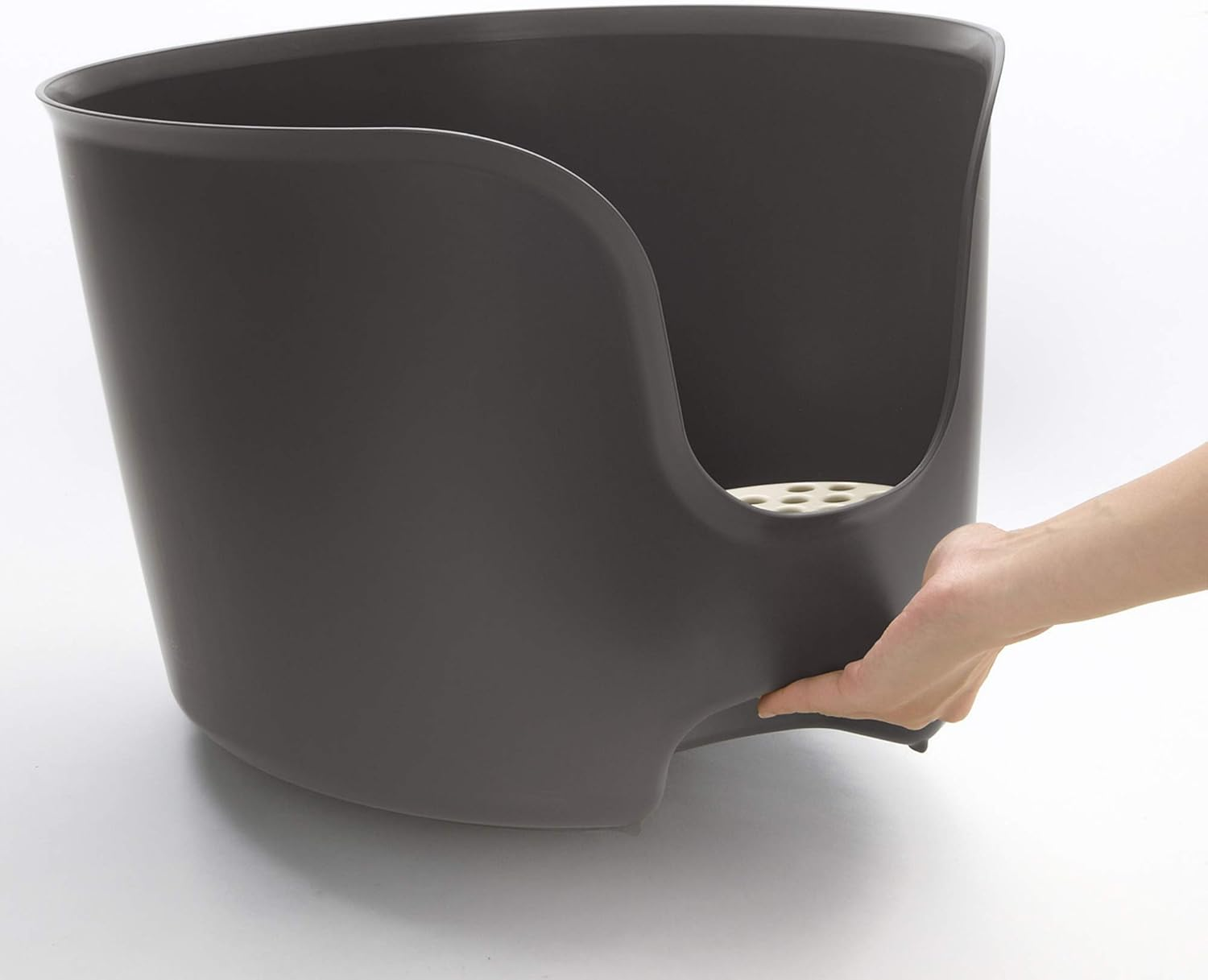 Richell PAW TRAX High Wall Cat Litter Box, High Sides Cat Litter Pan, Brown image number 2