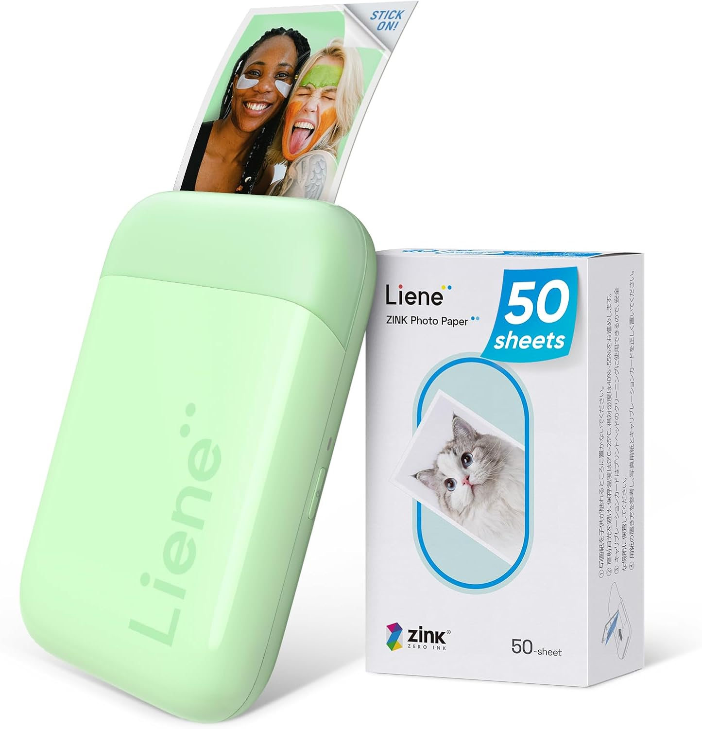 Liene Pearl K100 Photo Printer Smartphone, Portable Instant Print Printer with 50 Zinc Adhesive Paper, Bluetooth 5.0, Compatible with Ios/Android, Small Photo Printer for Iphone (Green) image number 3