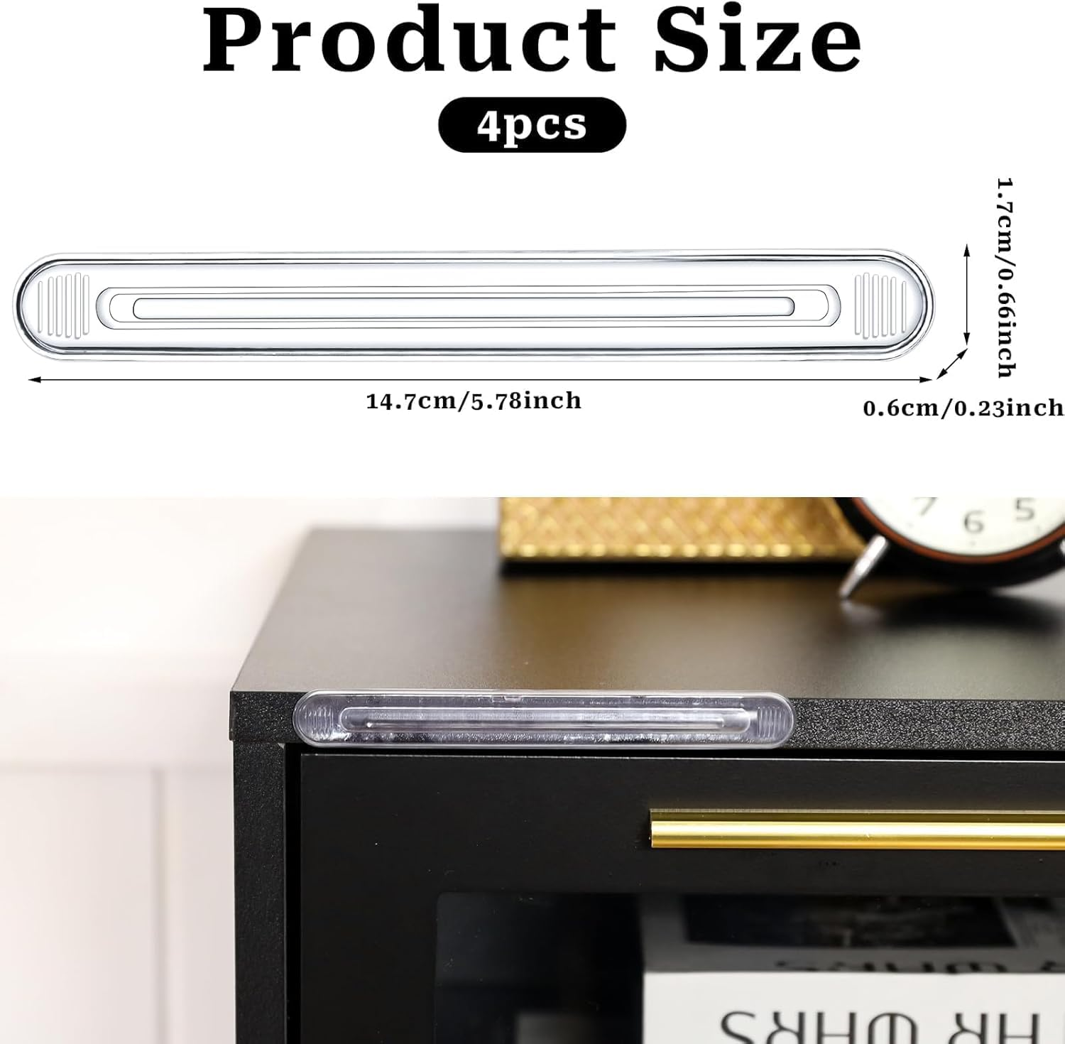 Self Adhesive Rubber Bumpers Strip, 4Pcs Self Adhesive Clear Rubber Bumper Stripes,Rubber Chair Wall Protector,Clear Furniture Bumpers Silicone Cabinet Door Bumper Adhesive Wall Protector Bumpers image number 6