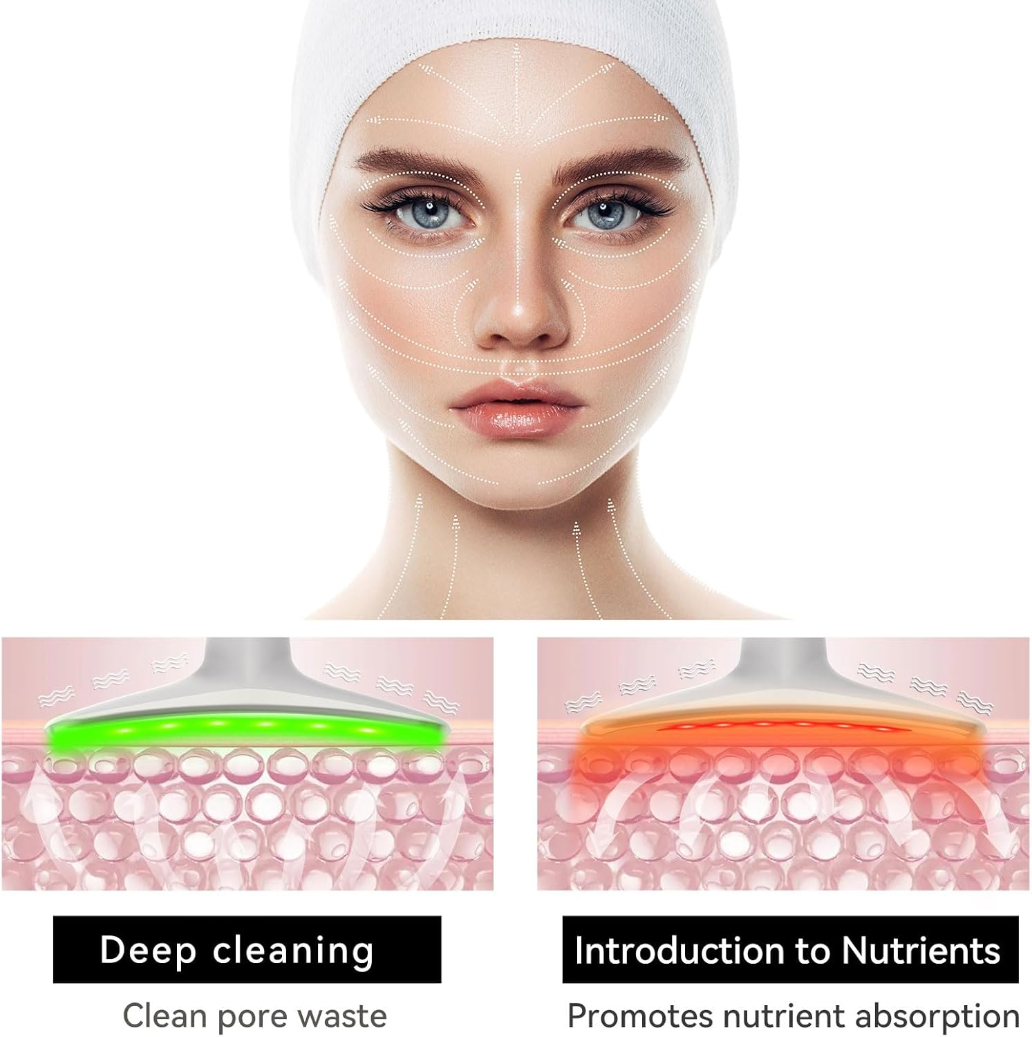 MIUTARMINI Red Light Therapy Face Massager, Skin Face Lift Device with 7 Colors, 45&deg;C EMS Massage Face Toning Firming Machine for Women,3 Modes Led Facial Sculptor for Skintightening & Neck Lifting - Black image number 7