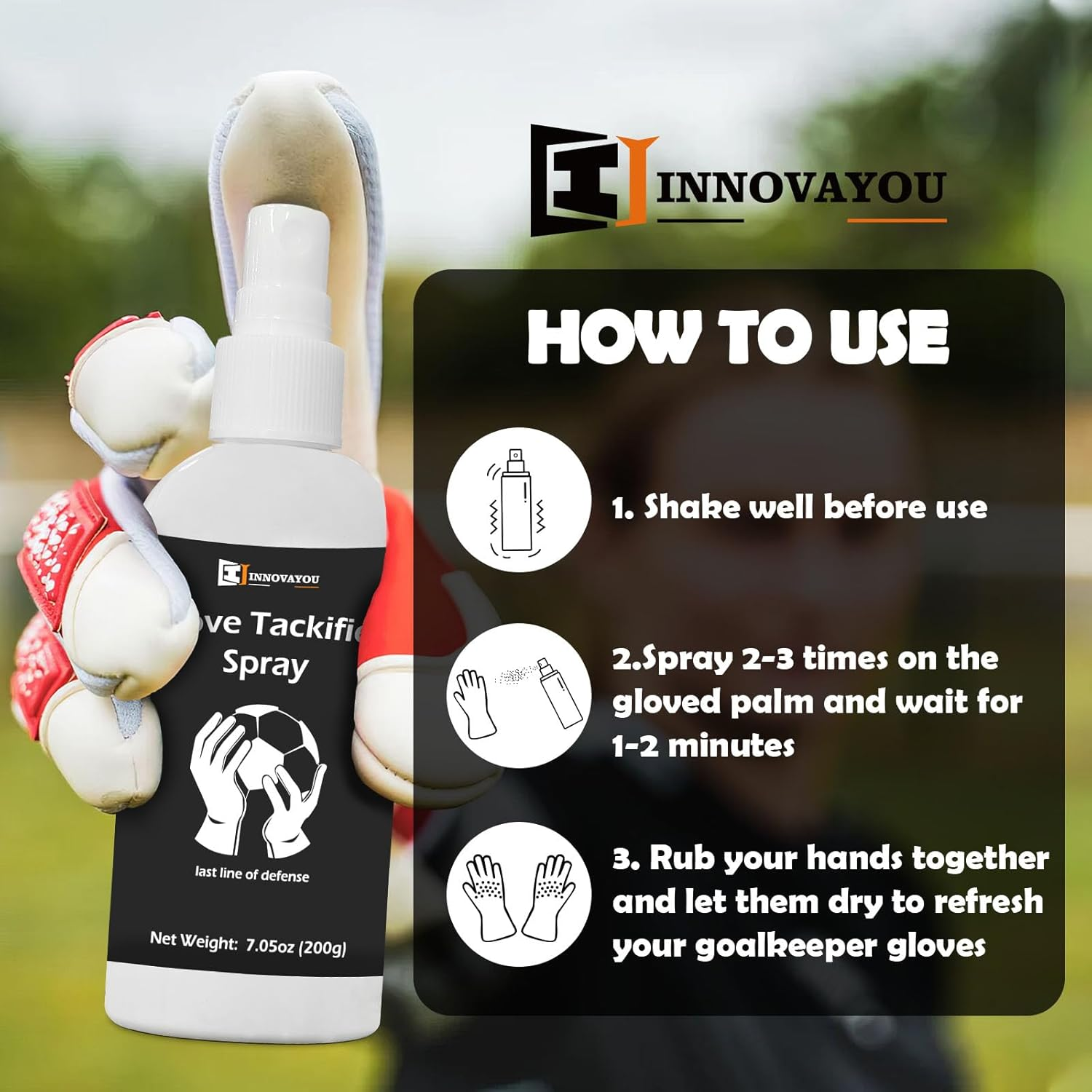 INNOVAYOU Glove Tackifier Spray Set, Glove Tackifier Spray 200Ml and Glove Anti-Adhesive Spray 100Ml, Increased Holding Power and Stickiness, Grip Training for Beginner Goal Keeper