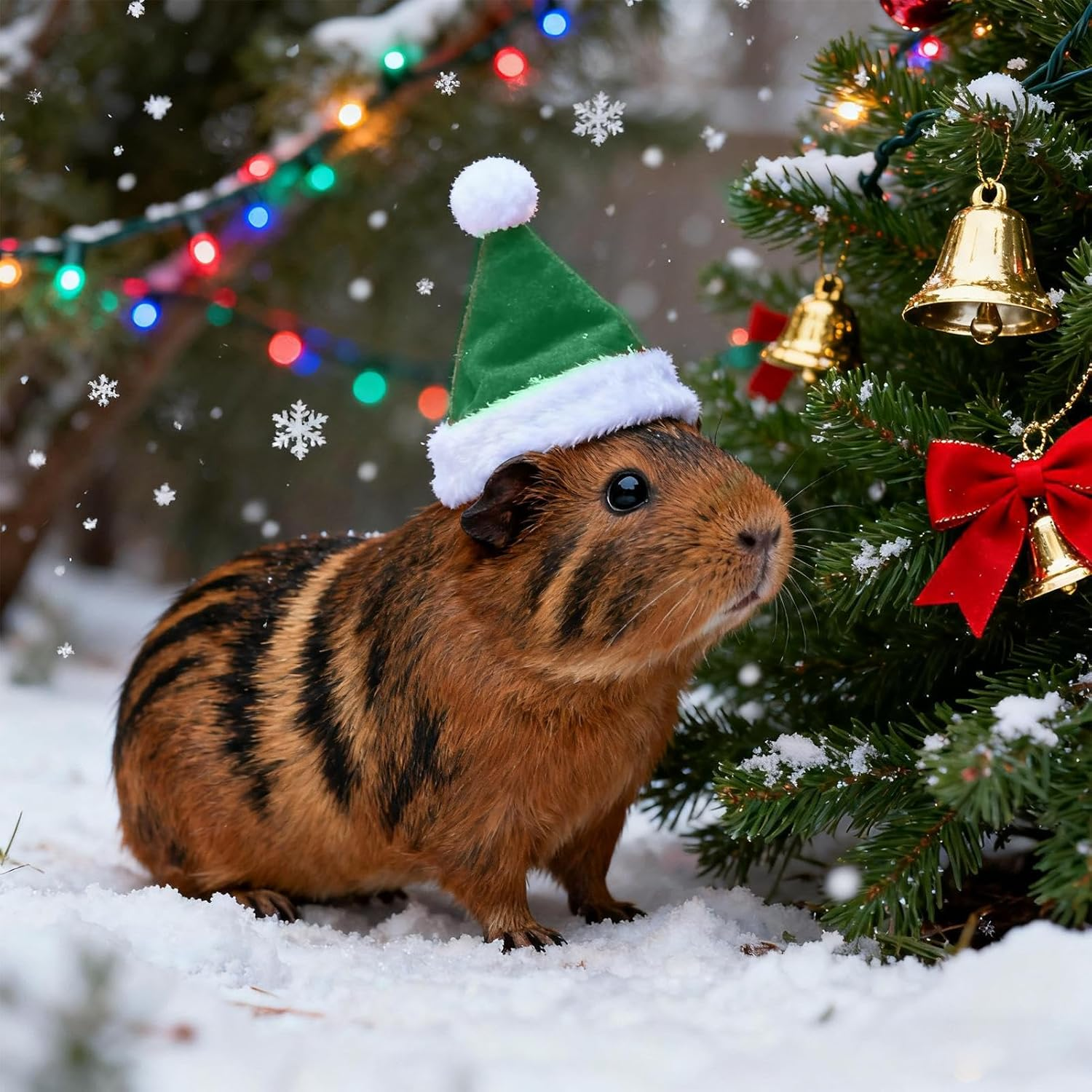 Rrlihjgu Costumes for Chickens,Santa Cosplay Dress up Supplies for Small Pets | Funny Small Hat Tiny Pet Santa Hat with Adjustable Chin Strap,For Hen Hamster Rabbit Kitty Parrot Puppy Lizard Farm - Green image number 6