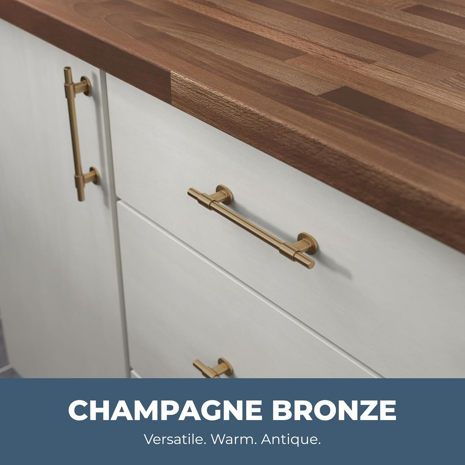 Franklin Brass Francisco (10-Pack) Cabinet Handles 5-1/16" Hole to Hole Champagne Bronze Kitchen Cabinet Pulls Drawer Handles Cabinet Hardware Dresser Gold Drawer Pulls P29618Z-CZ-B image number 1