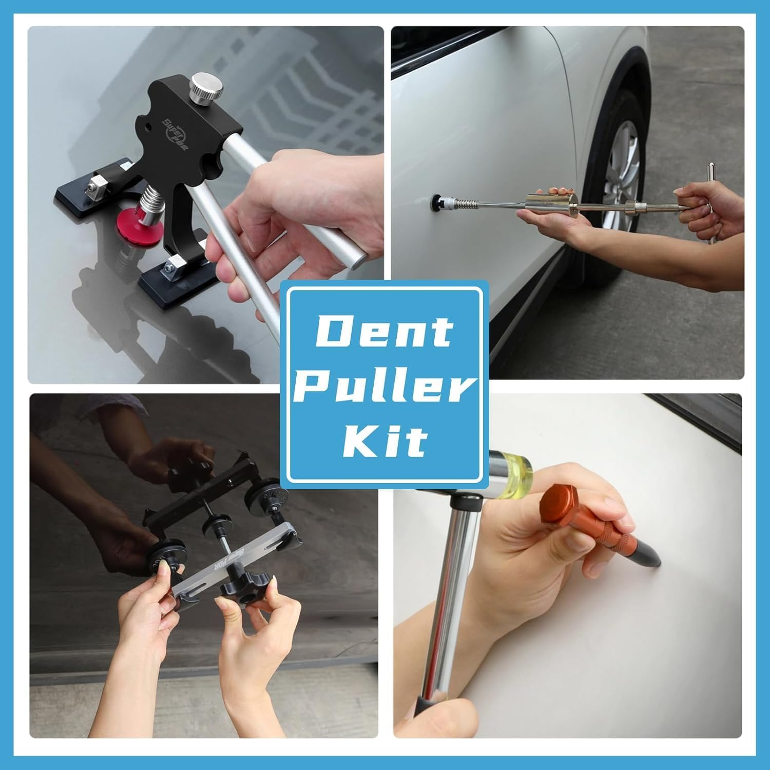 Super PDR Car Dent Puller Kit 75Pcs, Paintless Dent Repair Kit with Bridge Dent Puller and 2 in 1 T-Bar Puller for Repair Work of Big Dents, Small Dents, Dings and Hail Damage image number 2