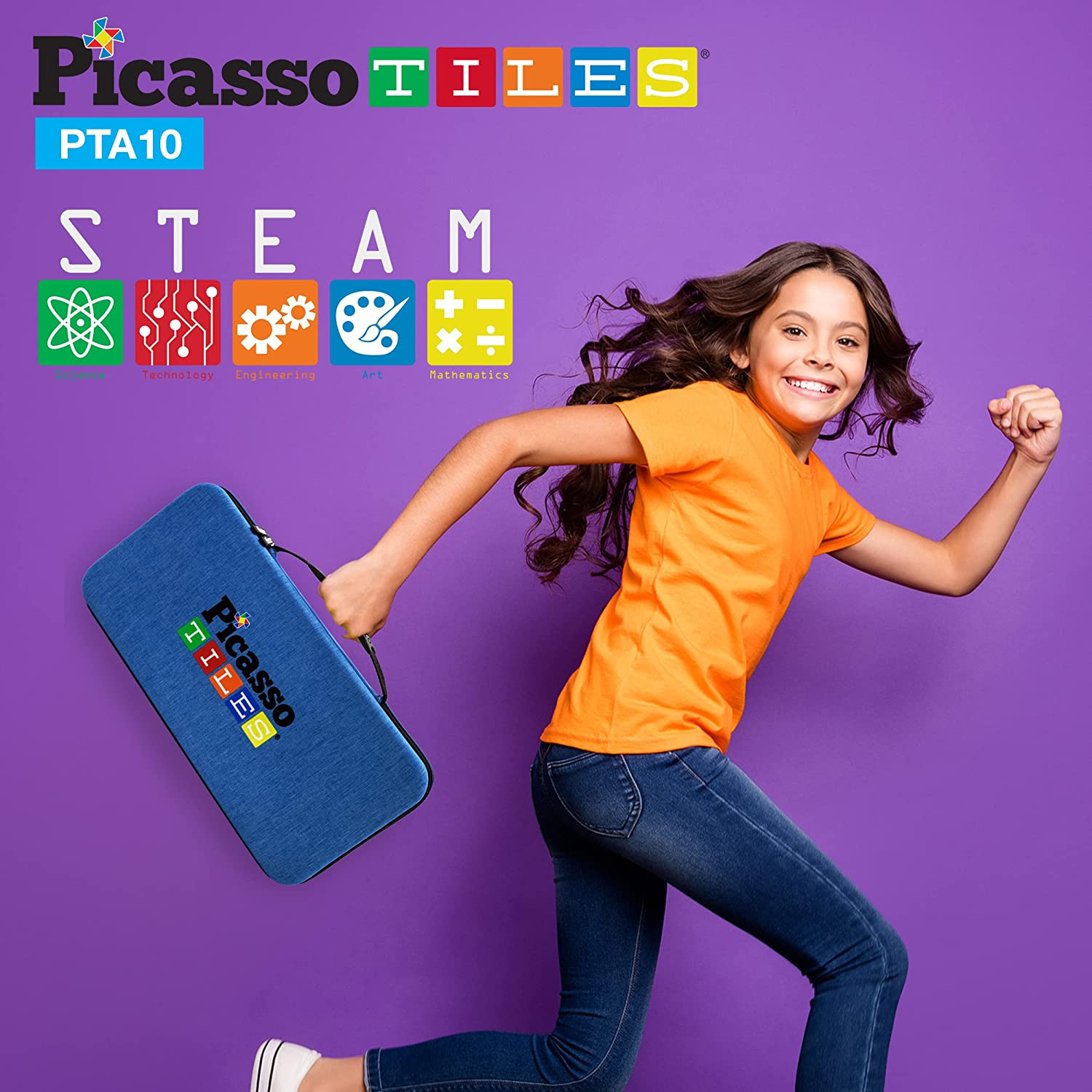 Picassotiles Picassotoys Toy Carry Case Magnetic Tiles Construction Blocks Travel Bag EVA Storage Organizer Box Action Figure Character Accessory STEM STEAM Toys Portable Water Resistant Oxford Cloth image number 5