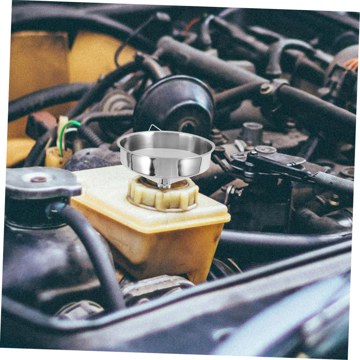 TOPPERFUN Stainless Steel Large Funnel Automotive Funnel Car Funnel Motor Oil Funnel Gasoline Funnel Canning Funnel Cooking Oil Funnel Food Funnel Spice Funnel Engine Oil Funnel Silver image number 3