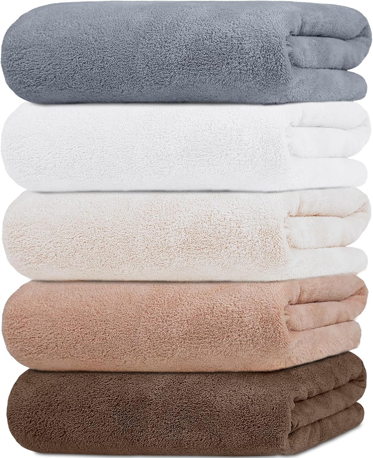 AYO Hair Drying Towels, Set of 5, 5 Colors, 15.7 X 39.4 Inches (40 X 100 Cm), Absorbent, 3X Microfiber, Absorbent, Quick Drying, Solid, Fluffy, Smooth, Quick Drying, Durable, Low Puffing, Easy To image number 6