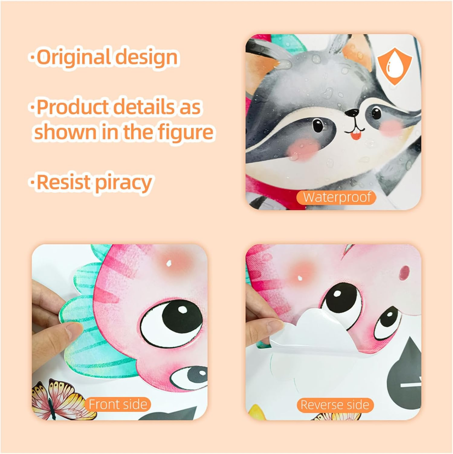 Pink Dinosaur Wall Decals Girls Room Pink Cartoon Animals Wall Stickers Peel and Stick Wall Art for Kids Bedroom Living Room Nursery Playroom Classroom Wall Decor image number 5