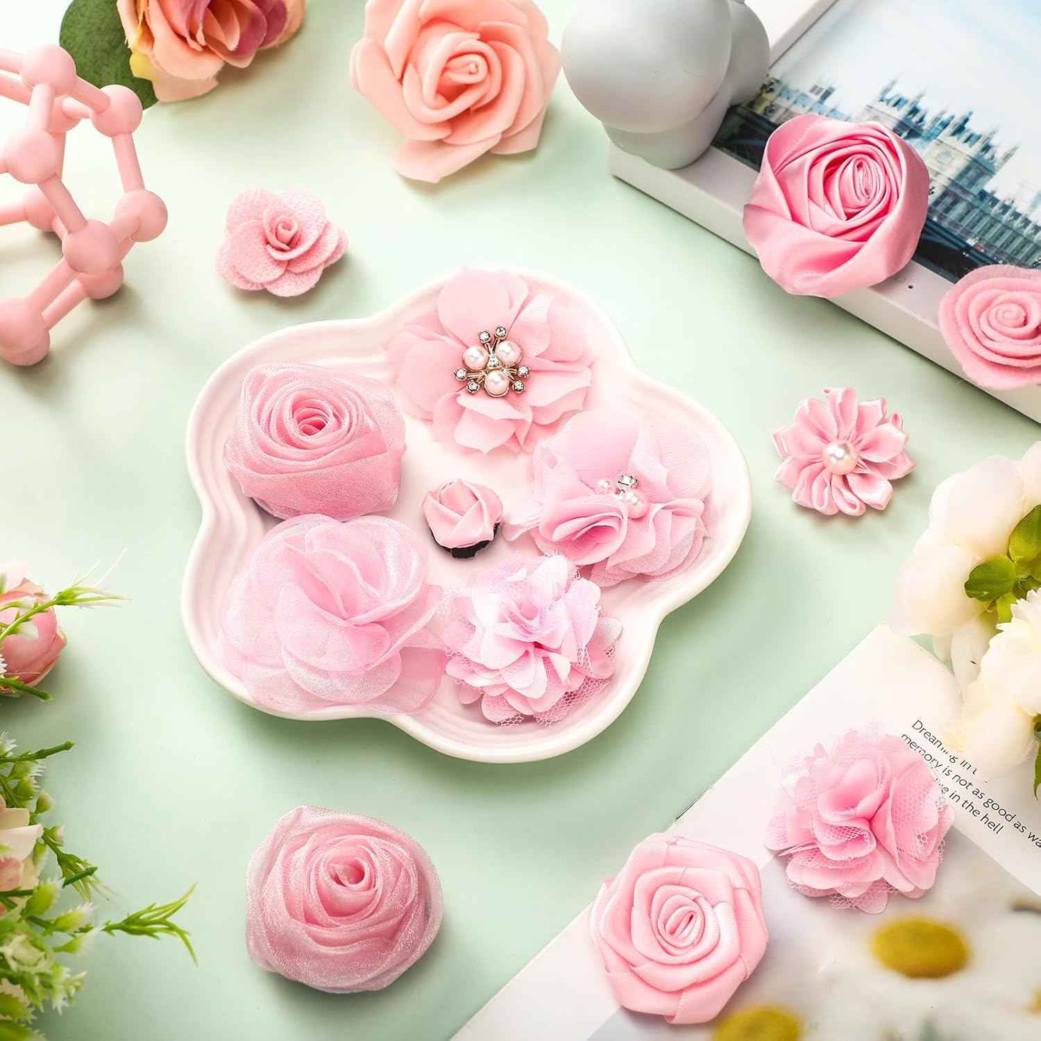 Tigeen 24 Pcs Dog Collar Flowers Accessories Bows Charms Flowers Attachment with Band Collar Grooming Accessories for Small Medium Dog Puppy Cats image number 1