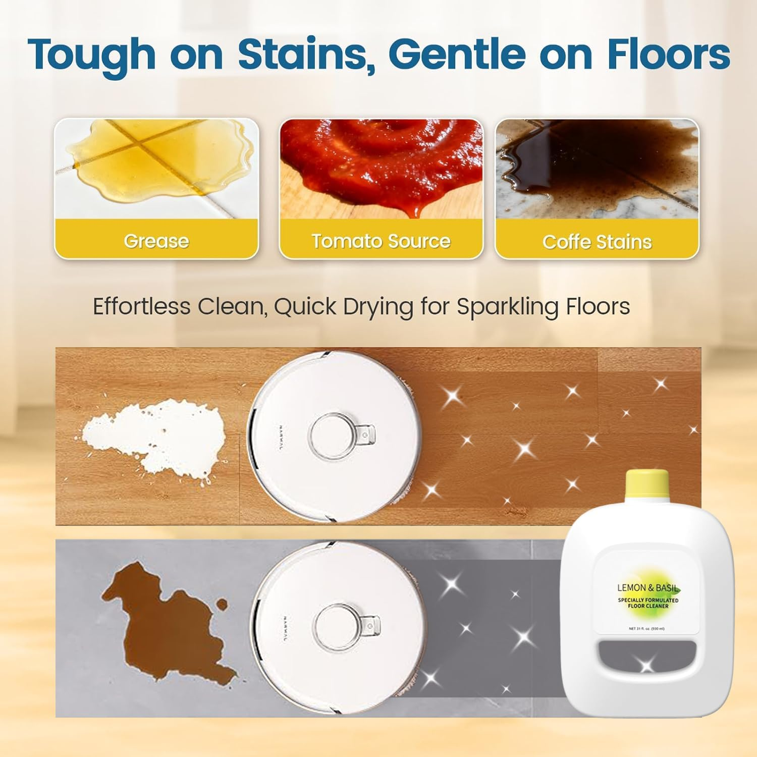 Floor Cleaning Solution Compatible with Narwal Freo/Freo X Ultra/J4/J3/J2/J1 Lemon & Basil Scented 930Ml Multi-Surface Decontaminating Floor Cleaning Fluid image number 2