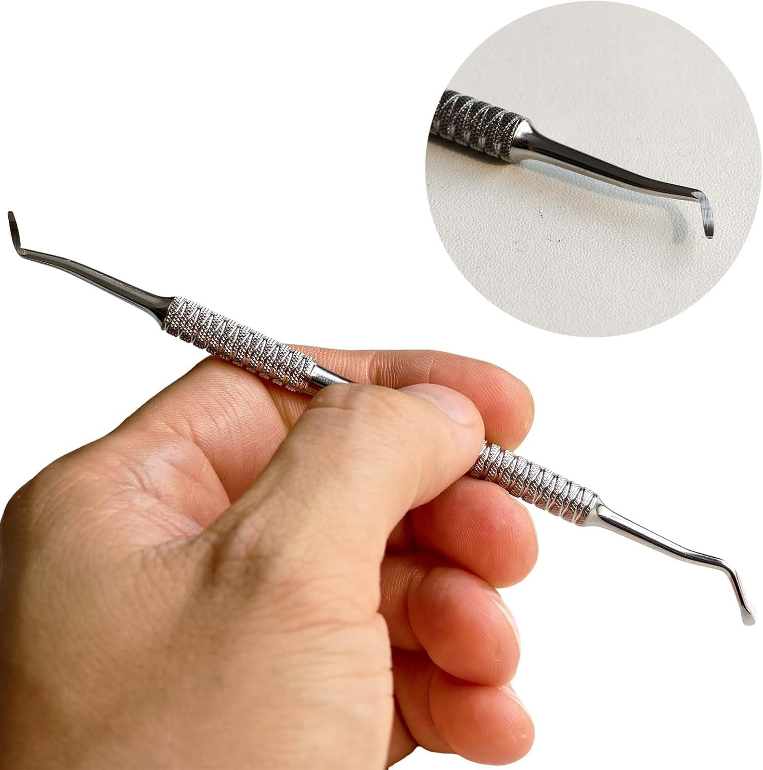 2PCS Professional Cuticle Pusher Tools - Dual Ended Stainless Steel Nail Care Kit with Non-Slip Grips for Manicure, Pedicure & Cuticle Trimming (Silver) image number 3