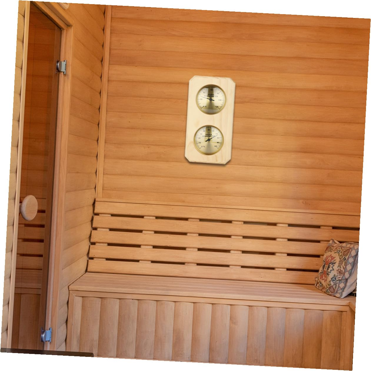 Ifundom High Precision Sauna Thermometer Hygrometer Wood Copper Wall-Mounted Temperature Humidity Gauge for Indoor Sauna and Swimming Pool Use image number 5