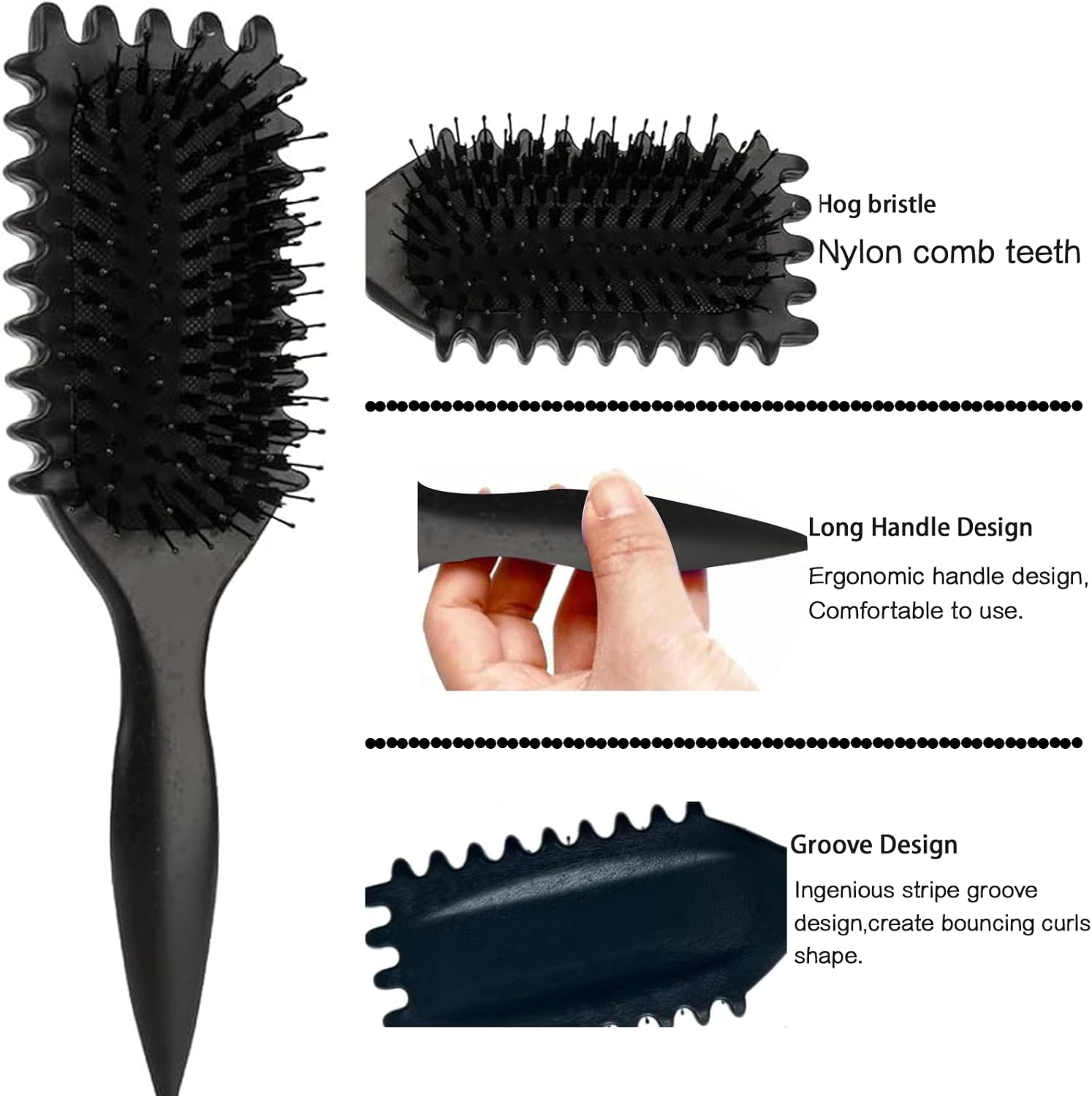 Maxmana Secret Curl Defining Brush, Curly Styling Hair Brush for Detangling, Combing, Shaping and Defining Curls for Women and Men, Less Pulling, Reduces Pulling and Separation image number 2