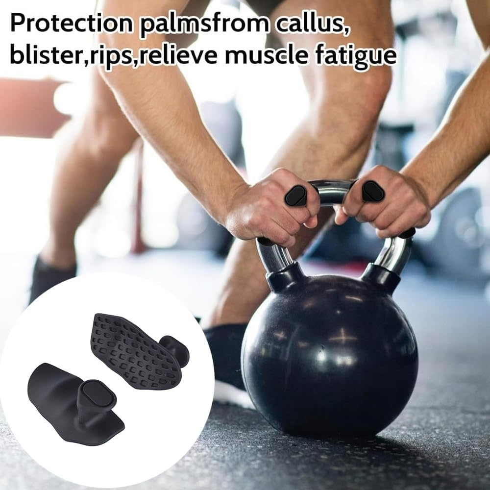 2 Pairs Weight Lifting Grips (Black + Gray) | Premium Gym Grips for Deadlifts, Rows & Pulls | Fingerless Workout Gloves for Men & Women | Palm Protection for Callus Prevention image number 3