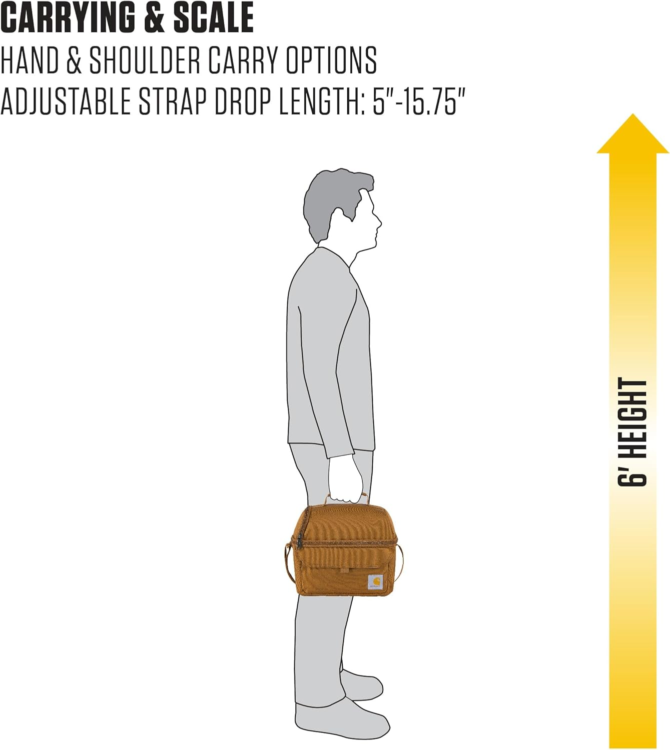 Carhartt Insulated 12 Can Two Compartment Lunch Cooler Tarmac OS - Large Lunchbox (Carhartt Brown) image number 7
