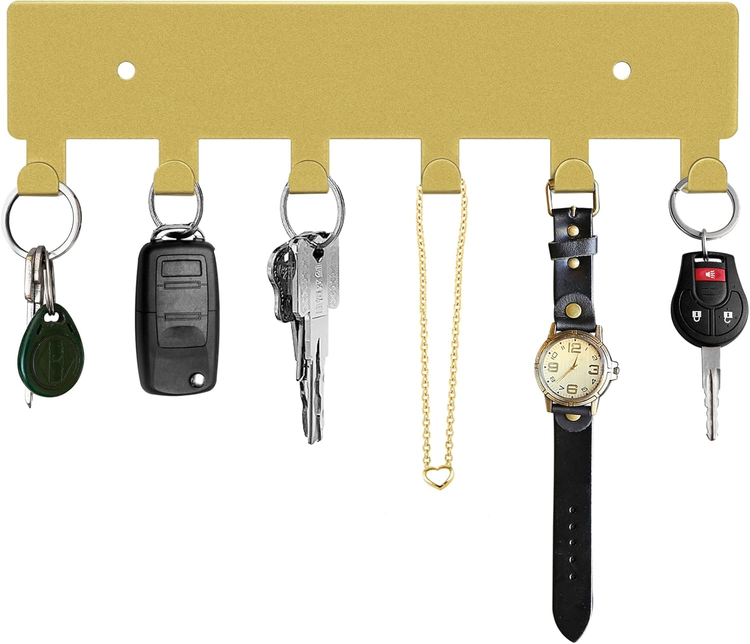 GTK Key Holder for Wall, Key Hooks with Tray and 6 Hooks, Wall Mounted Key Holder for Hallway, Key Rack with Shelf for Mail Storage (White)