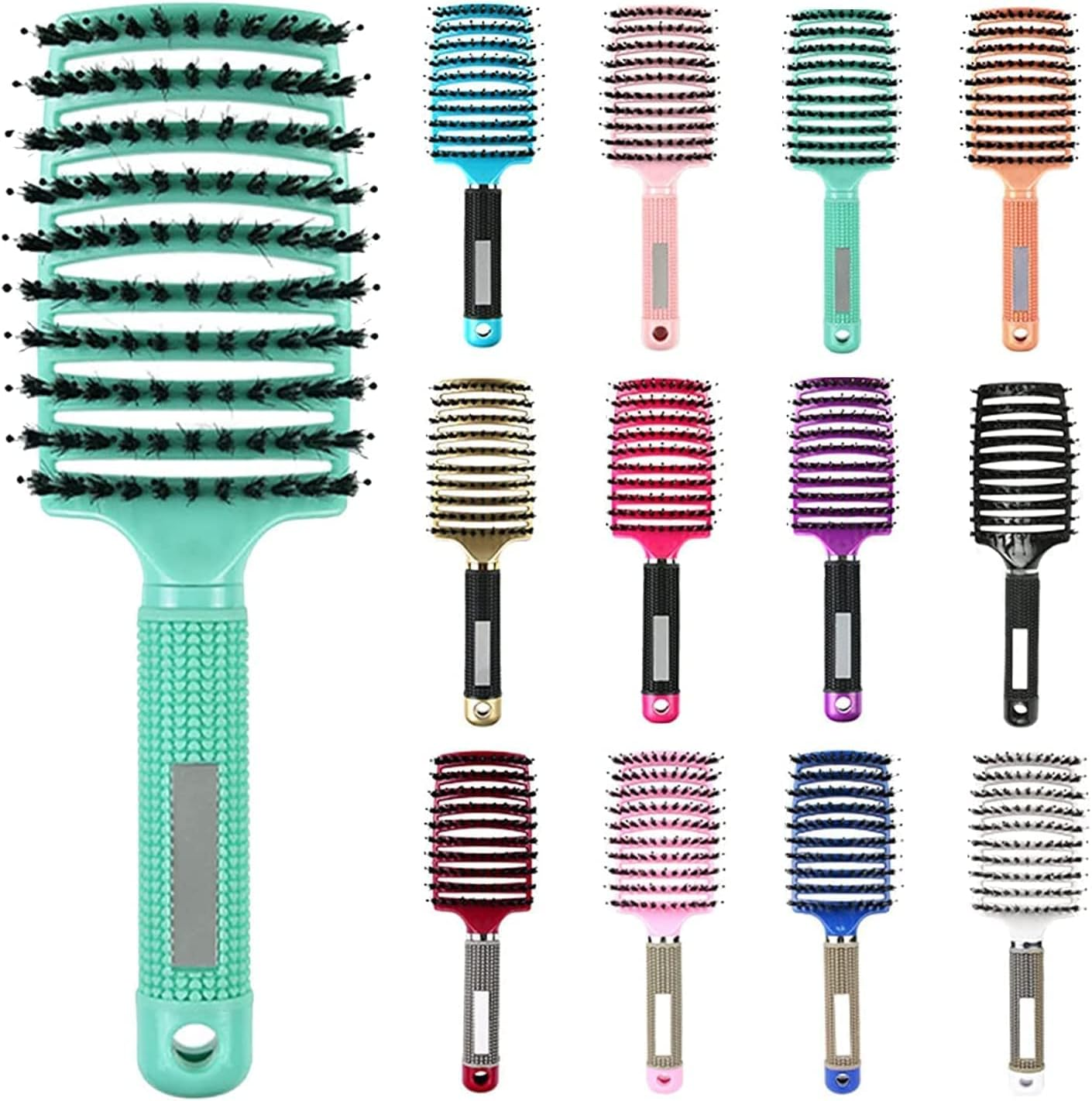 My Sensory Space Detangling Hairbrush, Magical Brush Detangler, Detangler Bristle Nylon Hairbrush, Curved and Vented Detangling Hair Brush (Color : Gradient) image number 6