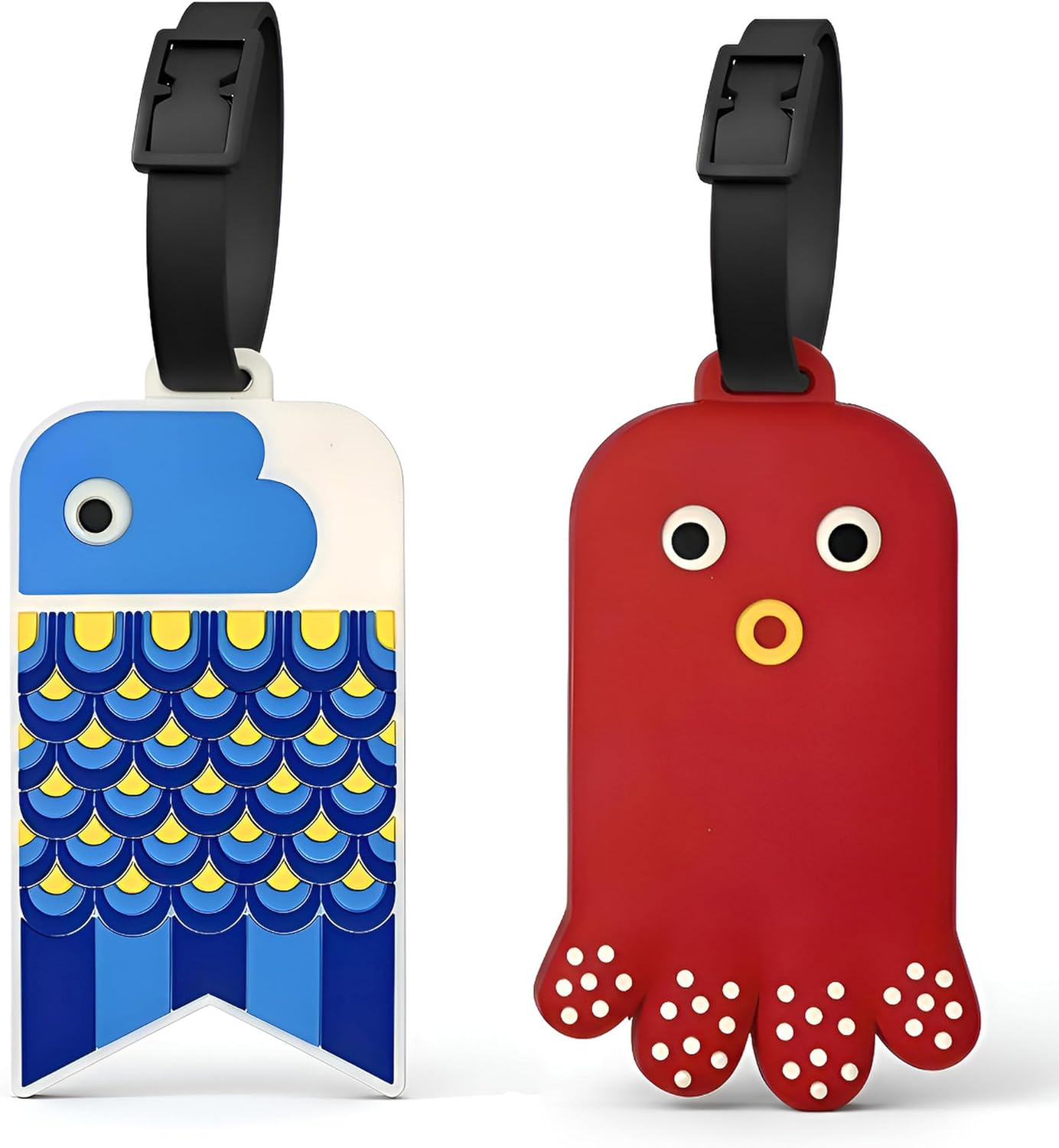 ANINIUCN Japanese Koinobori and Octopus Luggage Tags &ndash; 2-Pack Silicone ID Bag Tags for Travel Accessories &ndash; Perfect for Teens & Adults