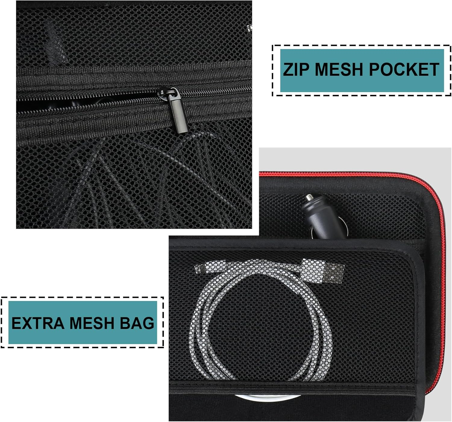 Supmay 10 Inch GPS Case for Garmin Dēzl OTR1000 / Dēzl&trade; OTR1010, Garmin RV 1095 / RV 1090 10-Inch GPS Truck Navigator System, Hard Travel Case with Mesh Bag for Vehicle Power Cable USB Cable, Black image number 3