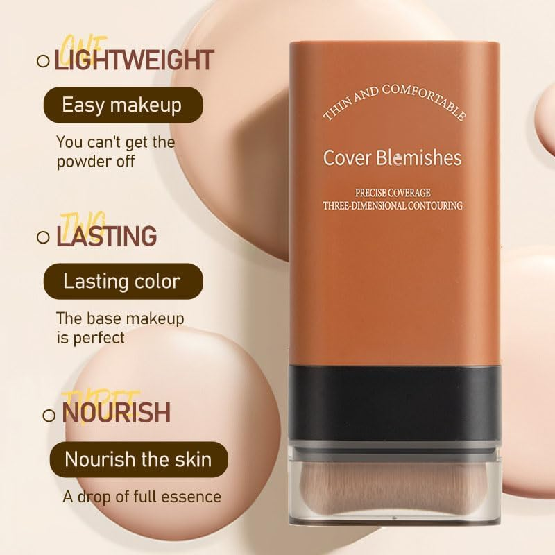 2025 Korean Hydrating Lightweight Foundation Stick with Built-In Brush, Flawless Eraser Foundation Stick, Full Coverage & Waterproof Longwear Makeup for Natural Skin Tone (05#) - 05 image number 2