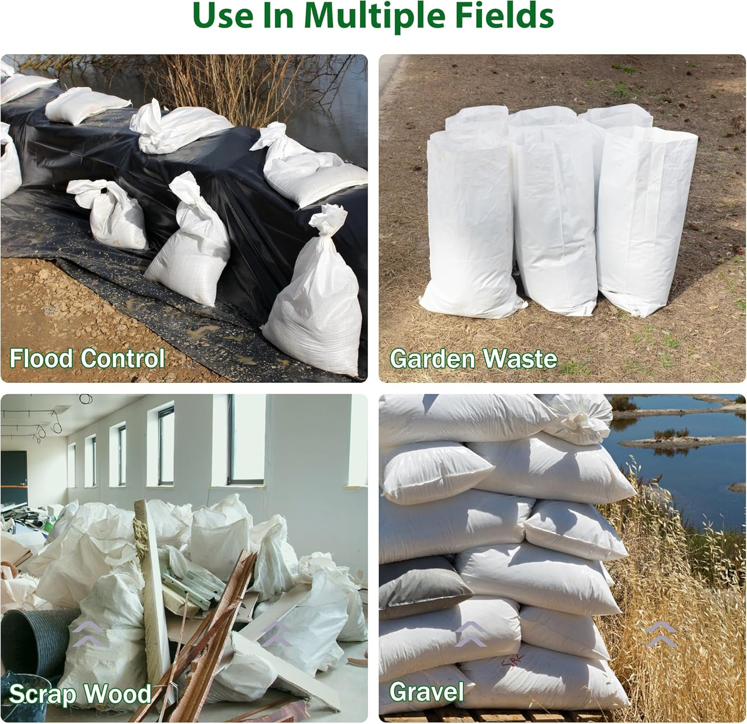 Baypify 12X Sand Bags,Heavy Duty Woven Gravel Bags,20" X 30" Sacks,Used for Flood Control,Builders Garden Waste,Grain Storage and Cargo Handling image number 4