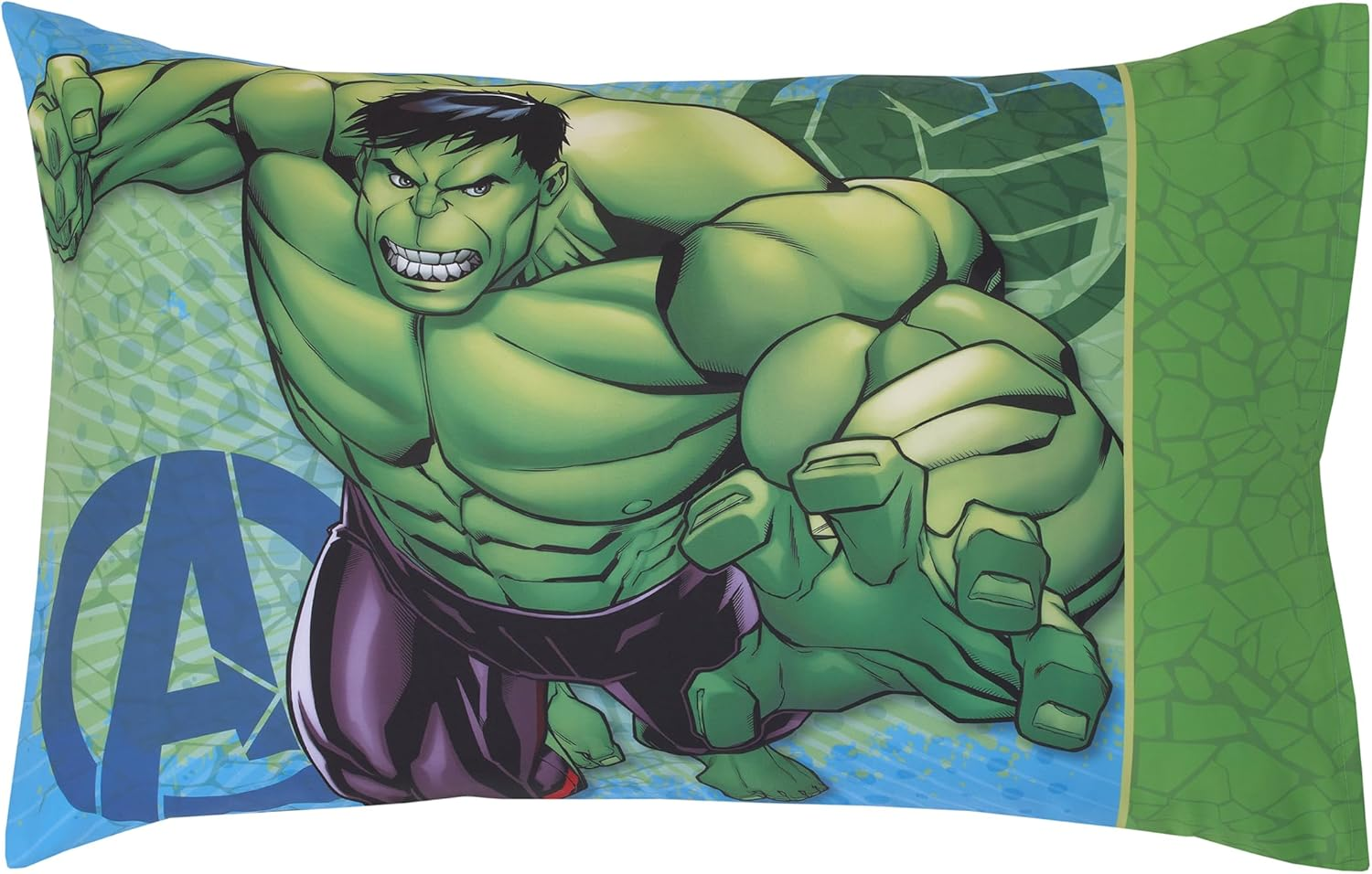 Nojo Marvel the Incredible Hulk Green, and Blue 4 Piece Toddler Bed Set - Comforter, Fitted Bottom Sheet, Flat Top Sheet, and Reversible Pillowcase - Batwheels - Ready To Roll image number 6