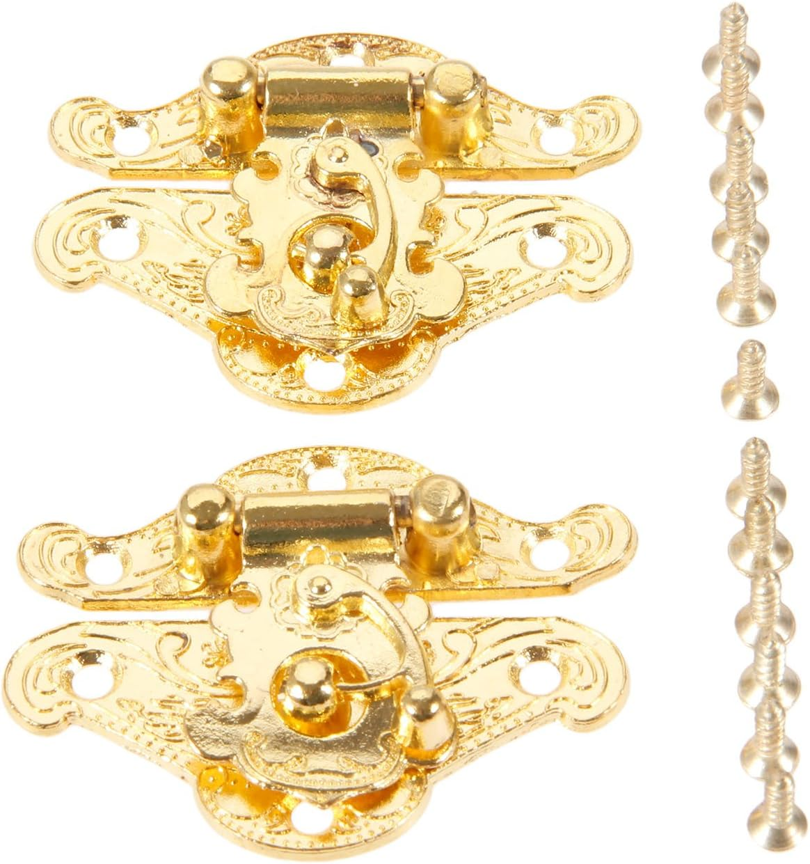 Dophee 2Pcs 1.50"X1.93" Gold Vintage Box Latch Hasps for Jewelry Wooden Box Lock Box Clasp image number 4