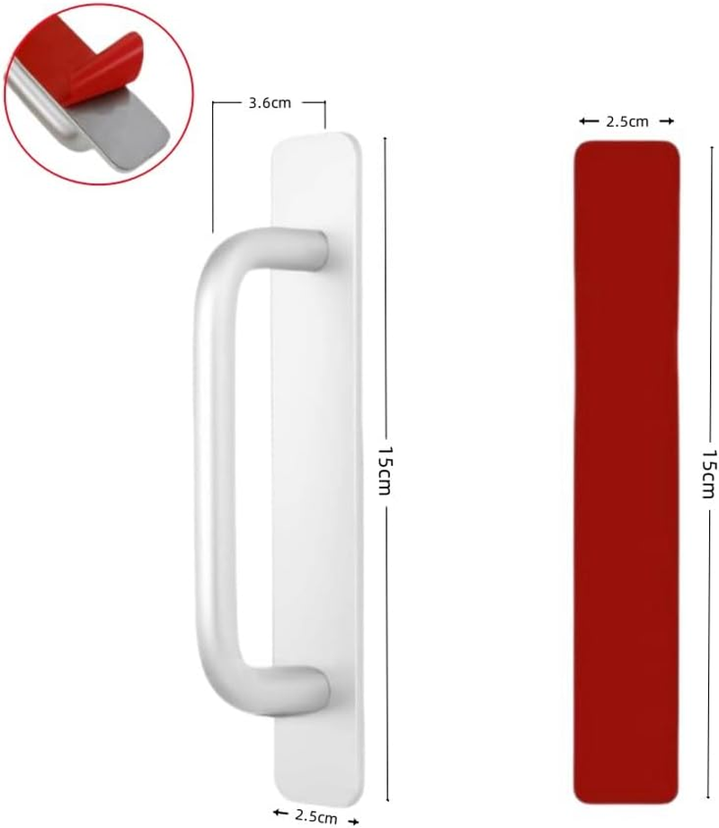 GYWHOOFT Self-Stick Instant Cabinet Drawer Pulls,4 Pcs Aluminum Alloy Adhesive Cabinet Handles - Stick on Handles Push Pull Door Handle Sliding Door Handle for Kitchen Bathroom Closet Wardrobe