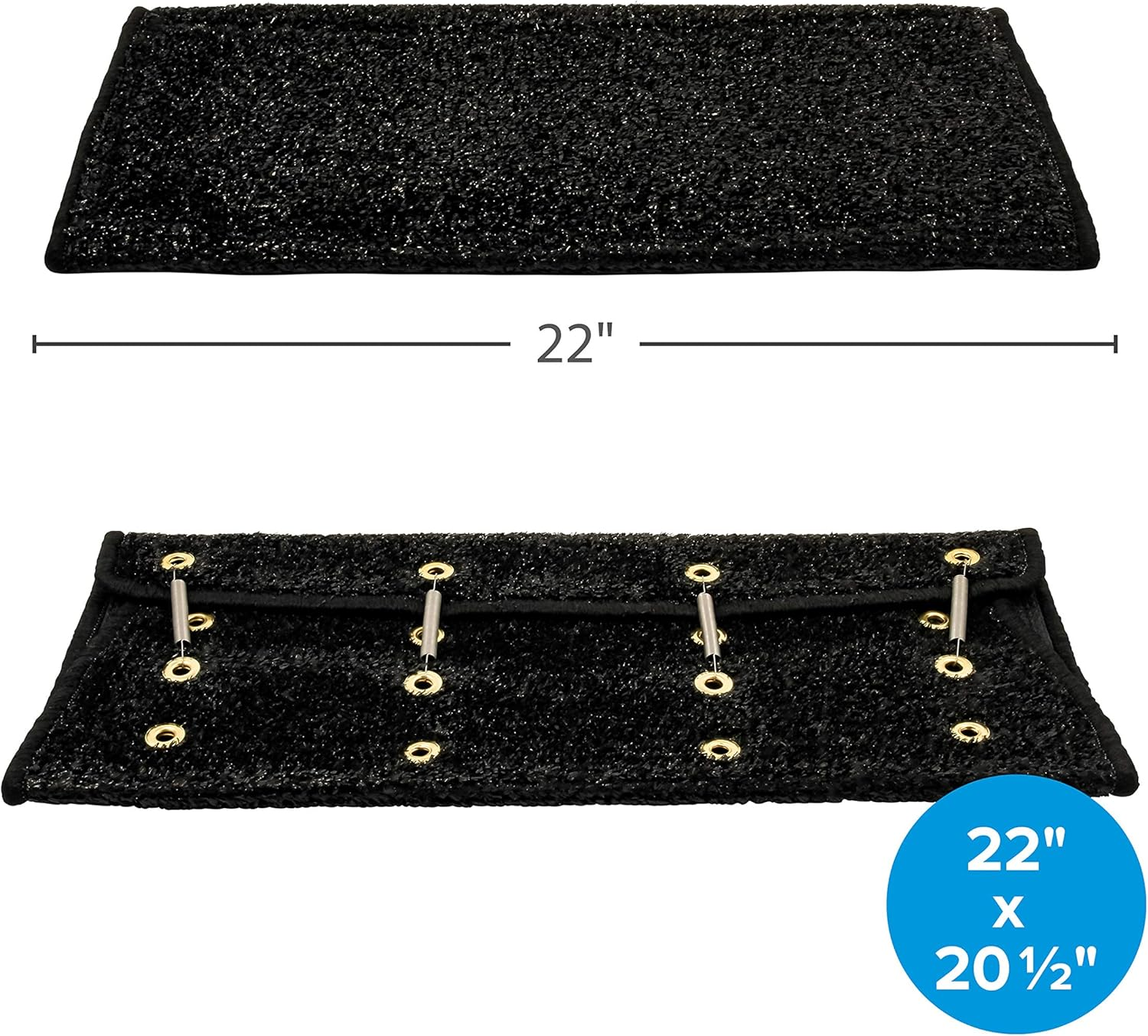 Camco 42947 RV Step Rug ( Premium Radius Wrap around Step Rug, Turf Material (22" Wide) - Black)