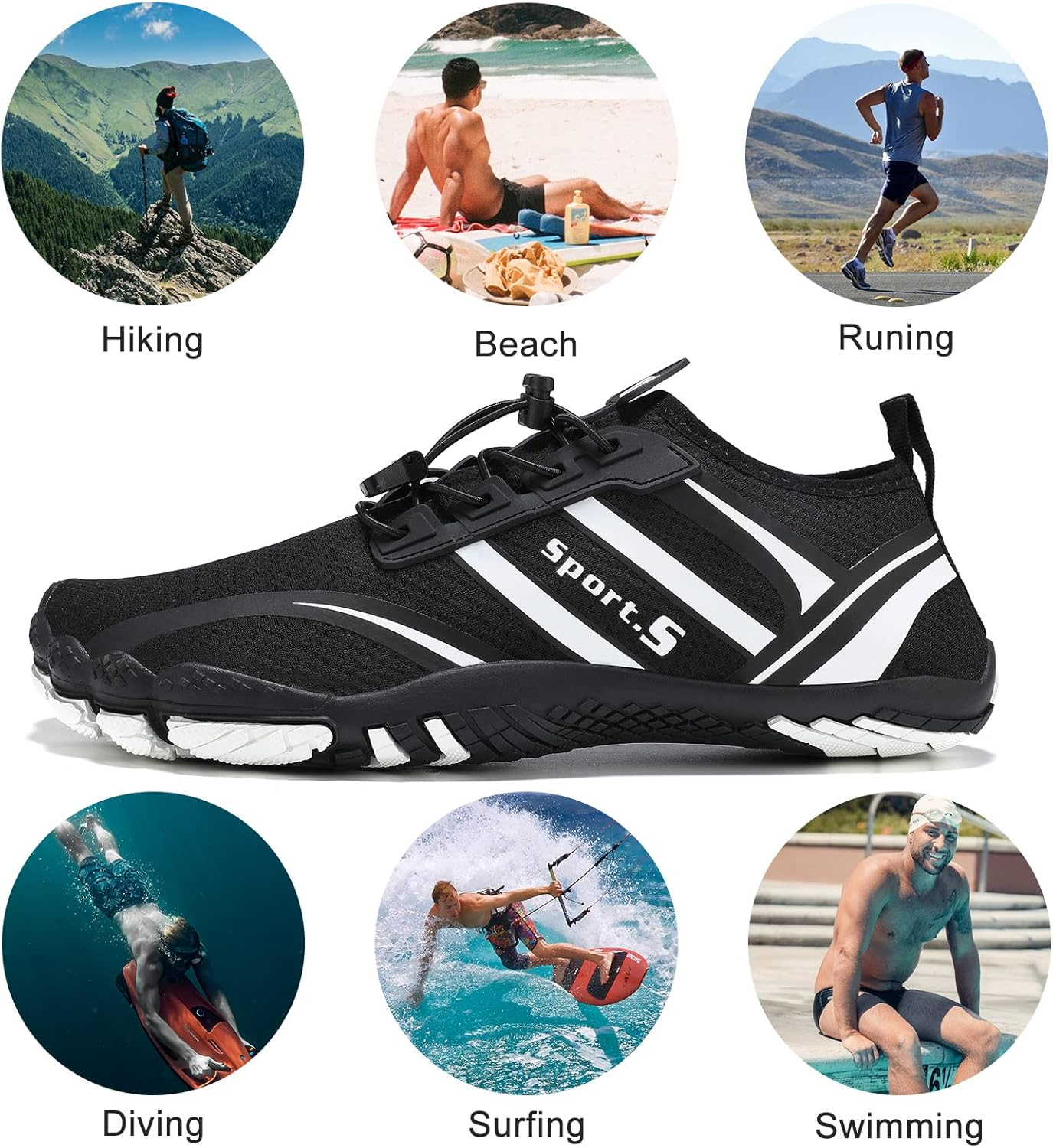Tcife Water Shoes Womens Mens Swim Beach Shoes Aqua Sports Outdoor Beach Surfing Diving Hiking Yoga Shoes Quick-Dry Water Shoes Men Water Shoes Women image number 7