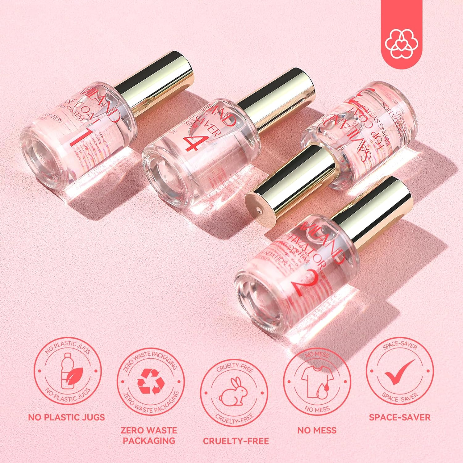 SAVILAND Dip Powder Liquid Set 15Ml/0.5Oz,10 Pcs Base/Top Coat, Activator Brush Saver Acrylic Gel Dip Nail File Strengthen Nail Powder Nail Set No Nail Lamp Needed Gift Set for Daughters Salon-Quality image number 6