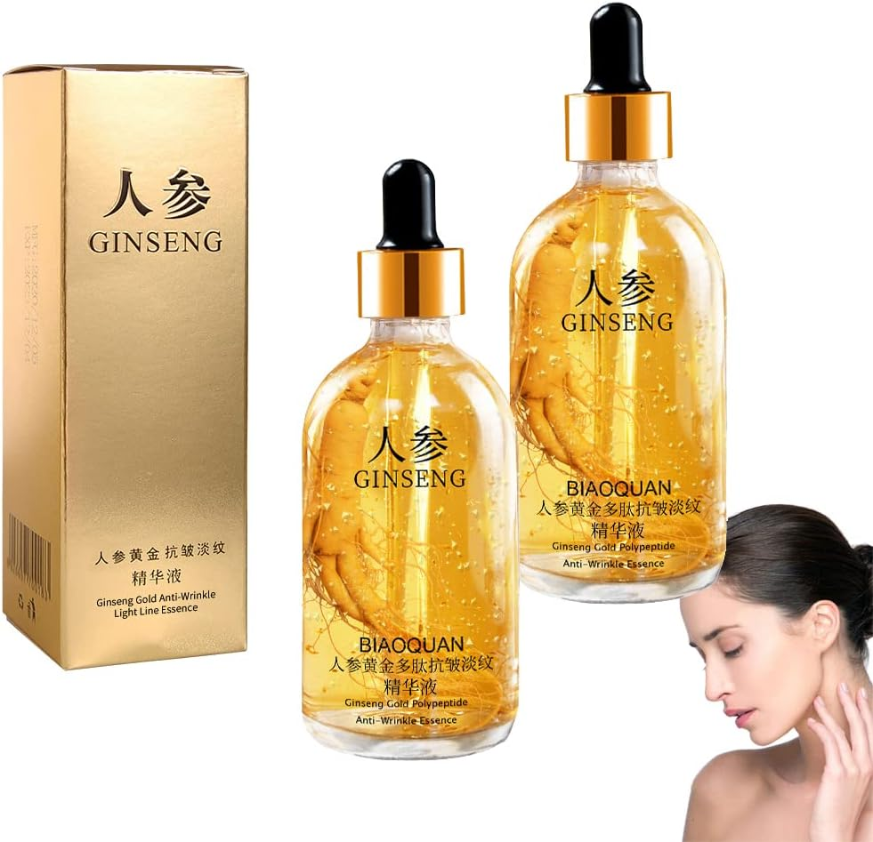 Ginseng Polypeptide Anti-Ageing Essence, Ginseng Gold Polypeptide Serum for Wrinkles and Sagging Skin, Hyaluronic Acid and Ginseng Extract - 100Ml