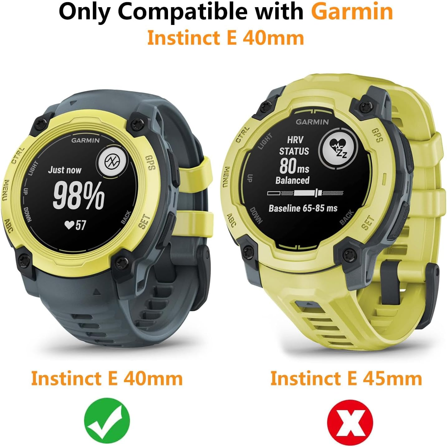 HOMTERN Case for Garmin Instinct E 40Mm,Flexible Silicone Armor Cover Shell Shockproof Scratch-Proof Drop-Proof Protector Case,Gary image number 2