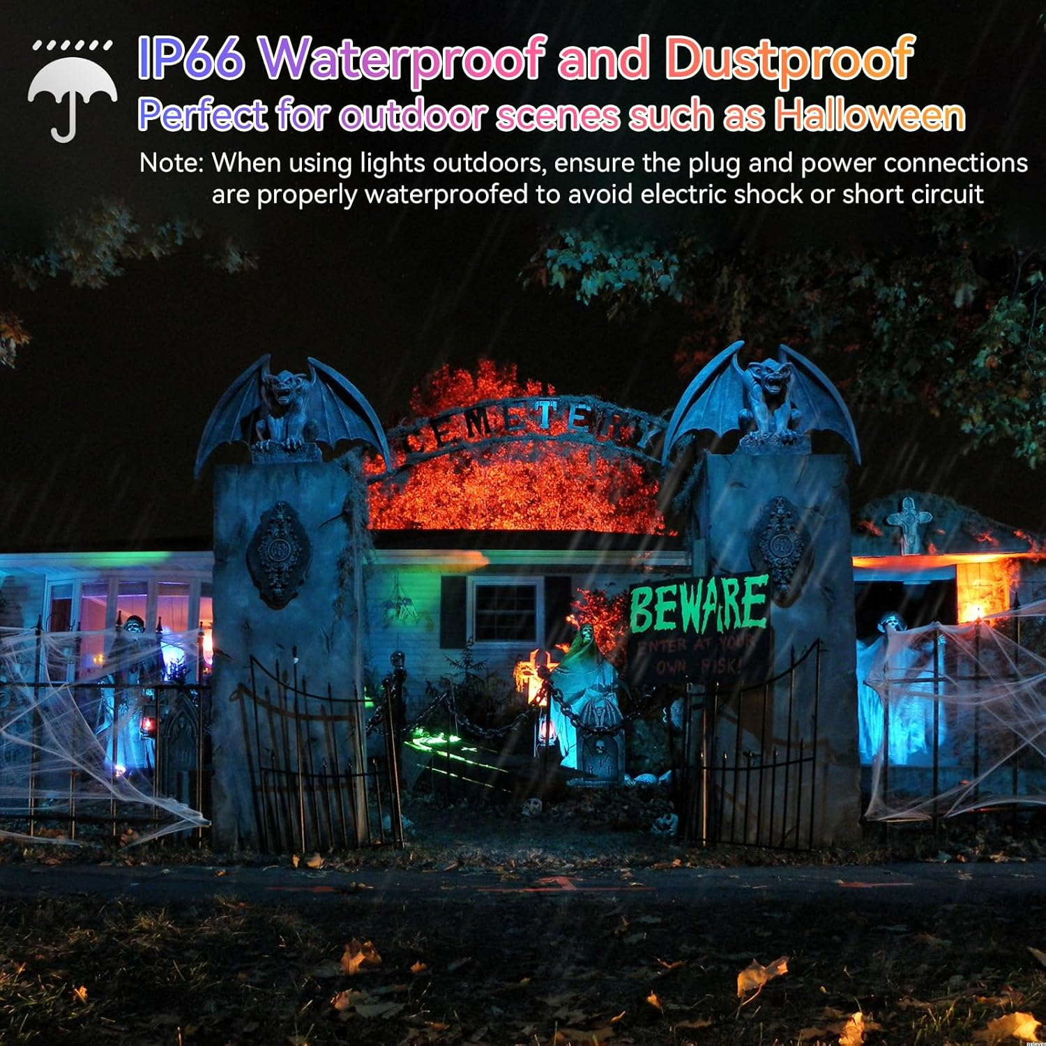 MEEKBOS 2-Pack RGB LED Flood Lights Outdoor,Color Changing Flood Lights,100W (800W Equivalent),10000Lm, Works with Bluetooth App or 2.4G Remote,Ip66 Waterproof,16 Million Colors, Timing, Music Sync image number 5