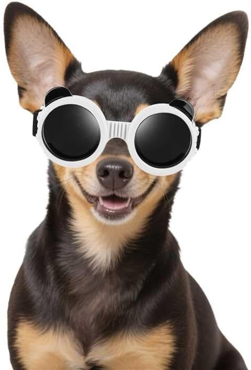 Enjoying Dog Sunglasses Small Breed, UV Protection Goggles for Dogs Small Breed, Outdoor Doggy Goggles, Anti-Fog/Wind/Dustproof Dog Glasses for Small Dogs Eye Protective, Panda Black
