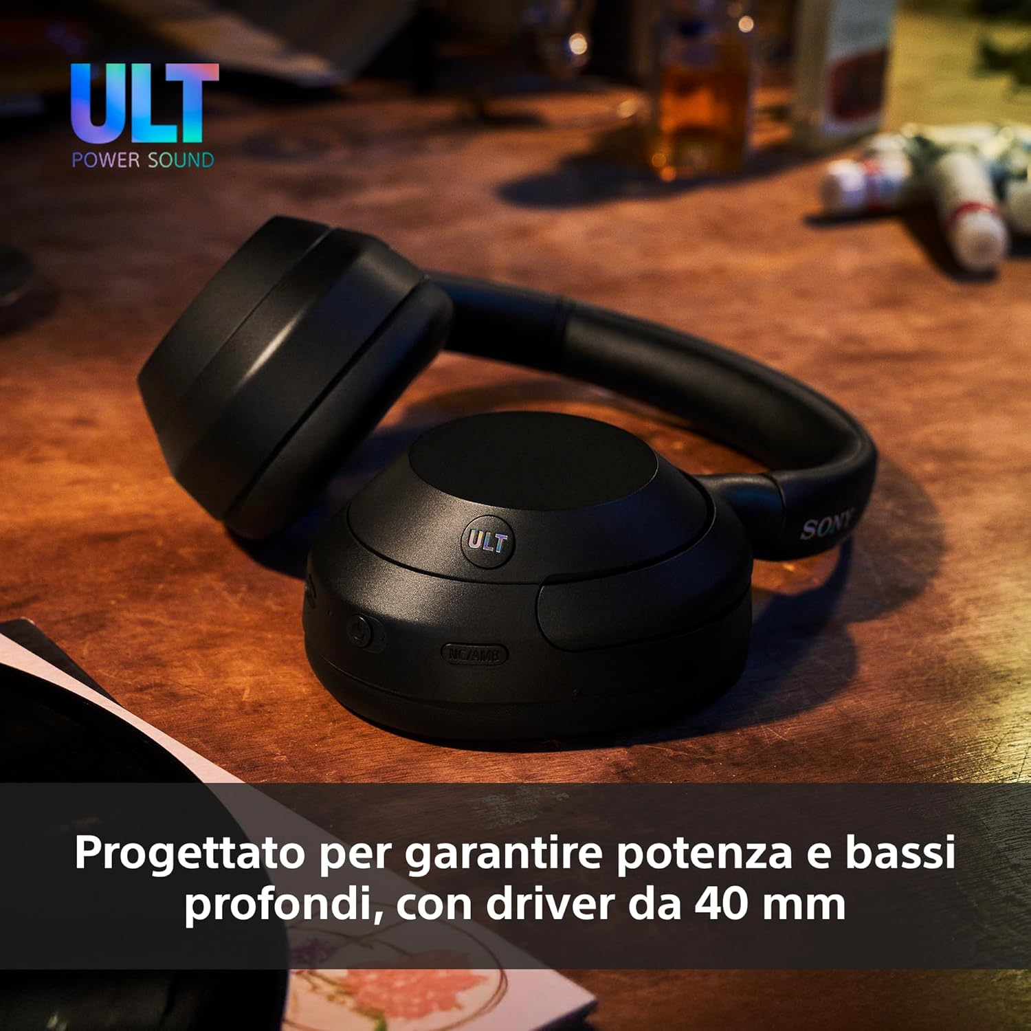 Sony ULT WEAR Wireless Bluetooth Headphones with ULT Power Sound, Ultimate Deep Bass, Noise Cancelling, Clear Talk Quality, up to 30 Hours Battery Life (NC On), Ios & Android - Forest Grey - Off-White image number 4