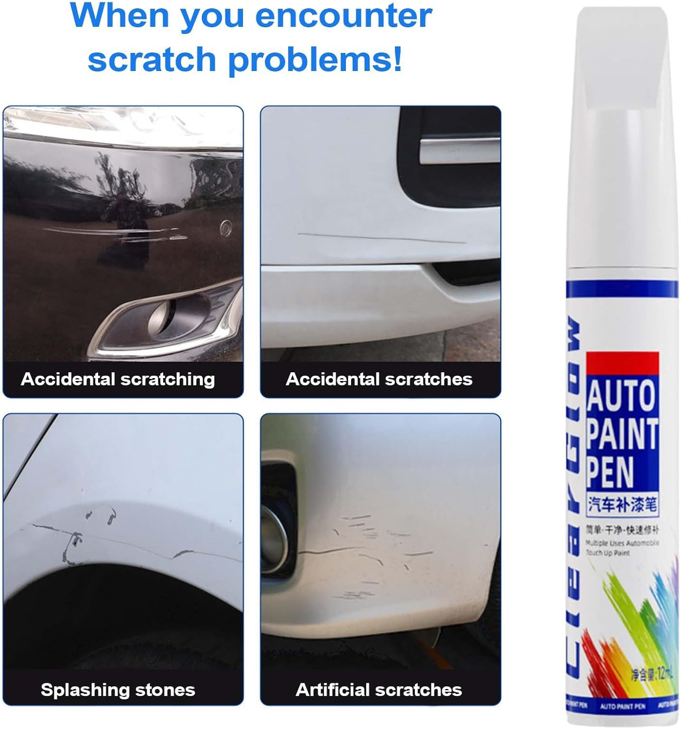 Automotive Paint Pen, Professional Car Scratch Quick Fix, Auto Mending Accessories Polishing Restorer for Car Boat Trailer Motorcycle Protection against Rain Sun - Blue image number 3