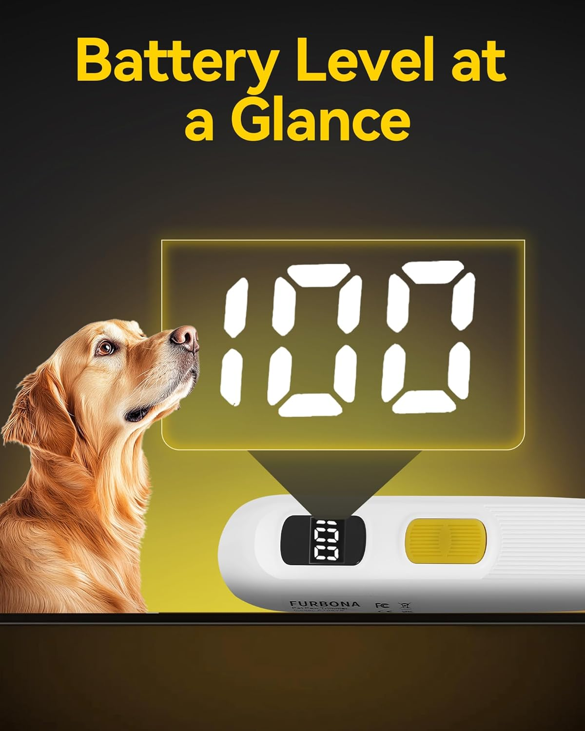 FURBONA Upgraded Dog Paw Trimmer with Digital LED Display & Enhanced Lighting &ndash; Cordless 18Mm Blade Clippers, 2-Speed, 35Db Low Noise, USB-C Rechargeable, for Grooming Paws, Ears, Face, Rump image number 1