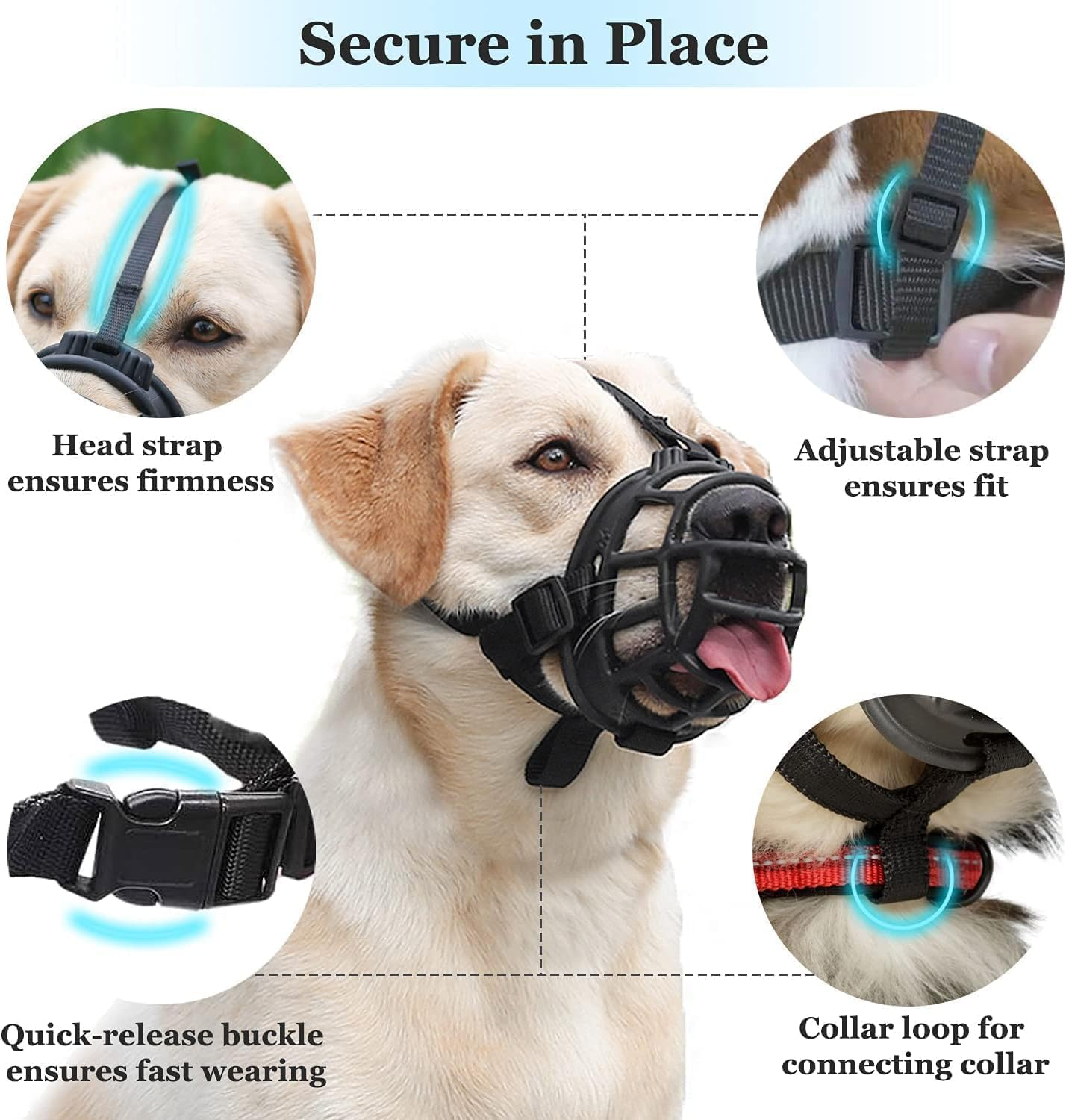 Dog Muzzle, Soft Basket Muzzle for Medium Large Dogs, Best to Prevent Biting, Chewing and Barking (5#)