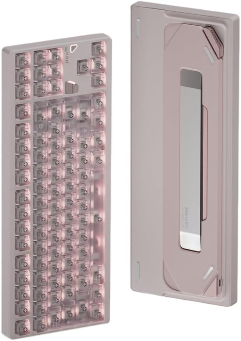 QWERTYKEYS Hex80 Ultimate Hall Effect Keyboard &ndash; 50Gf OWLAB Ti Magnetic Switches, 0.005Mm Rapid Trigger, Full Aluminium, PVD Weight, RGB Backlight, Gasket Mount (Spray-Coated Babypink)