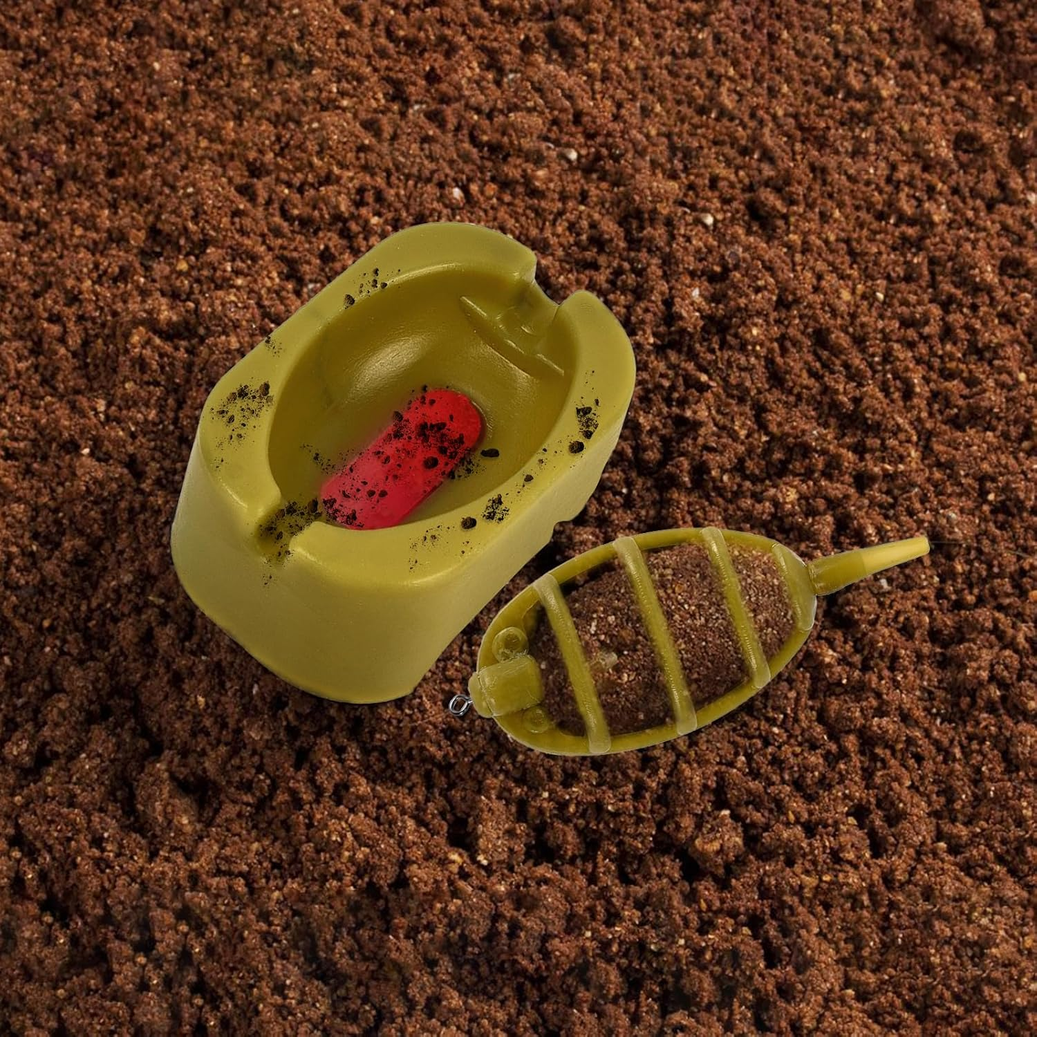 Tophomer Fishing Inline Feeders, Flat Inline Method Feeders with Matching Silicone Mould Set for Carp Feeder Fishing (15G 20G 25G 35G) image number 2